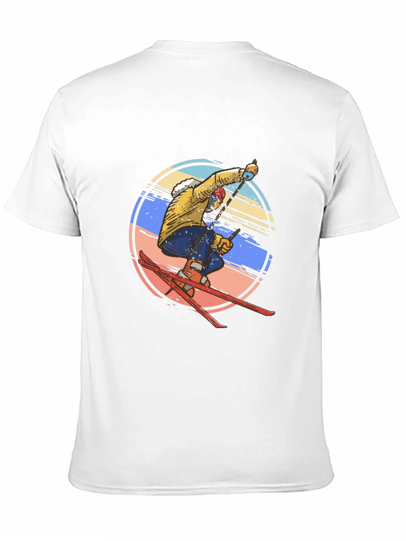Retro Skiing Graphic Tee - Mens Black Cotton T-Shirt
