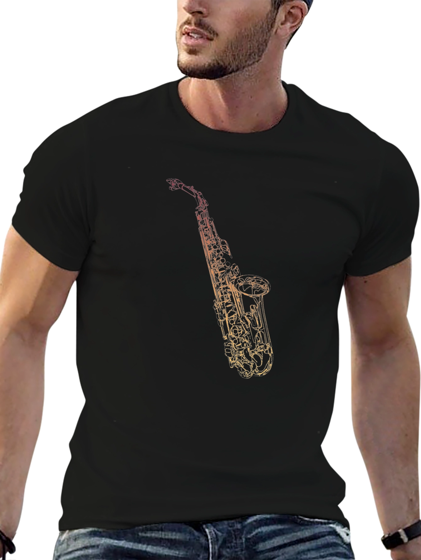 Saxophone Graphic Tee - Stylish Music Lover T-Shirt