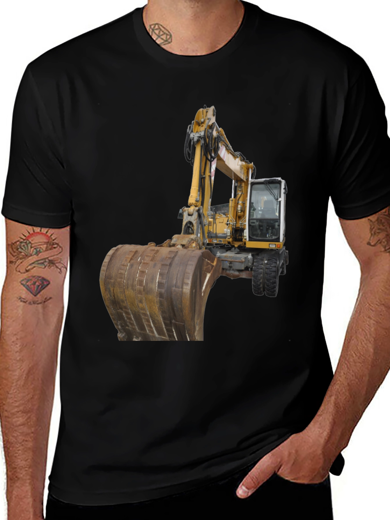 Excavator Graphic T-Shirt - Black Cotton Tee