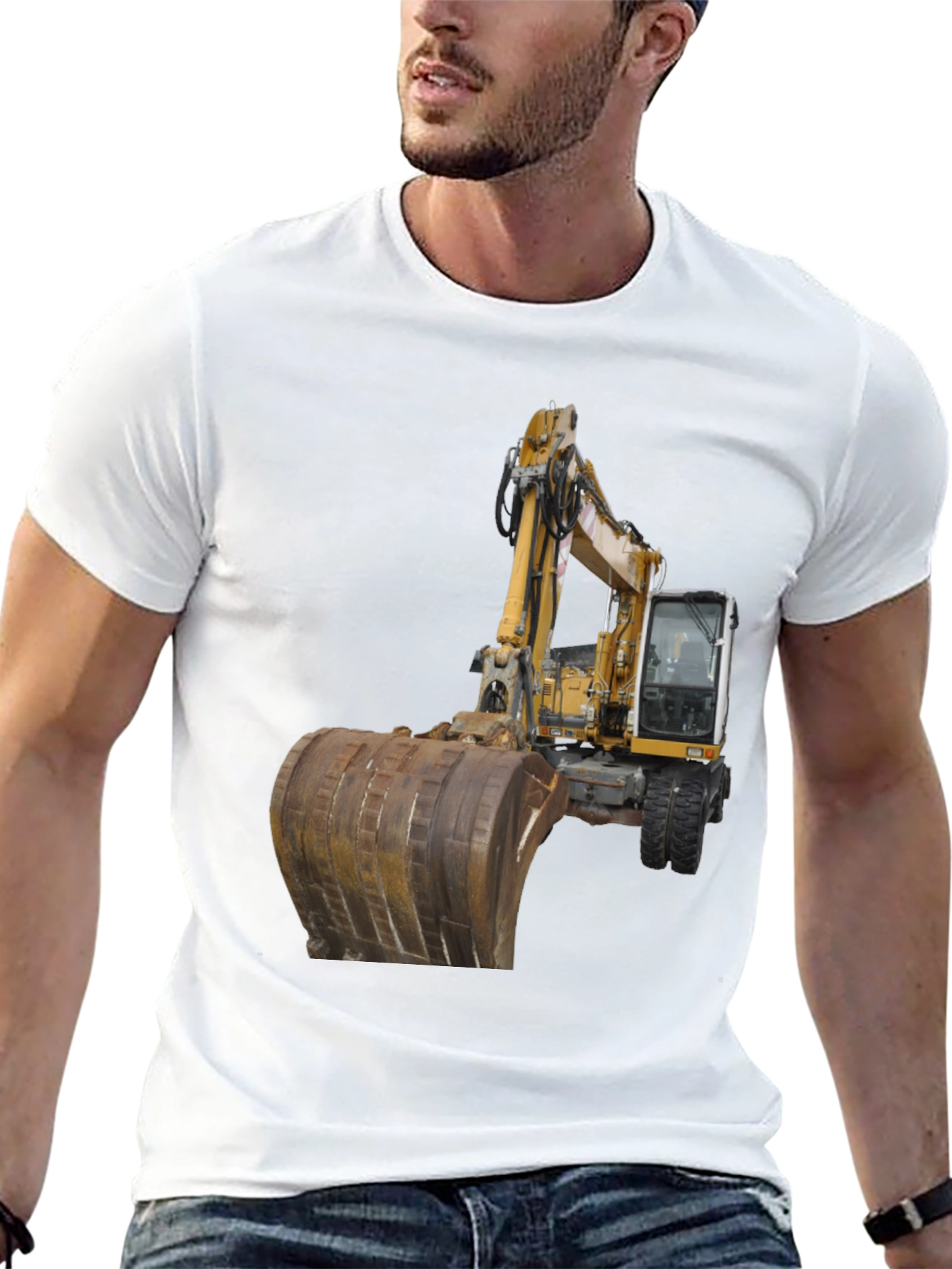Excavator Graphic T-Shirt - Black Cotton Tee