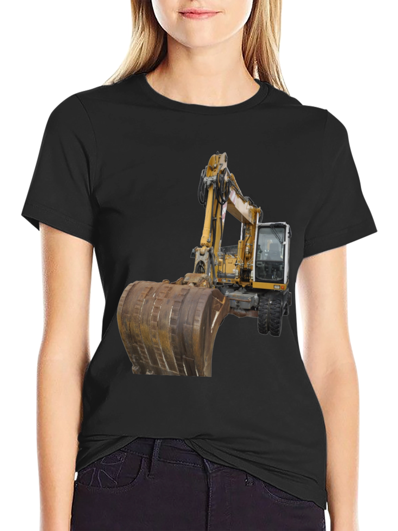 Excavator Graphic T-Shirt - Black Cotton Tee