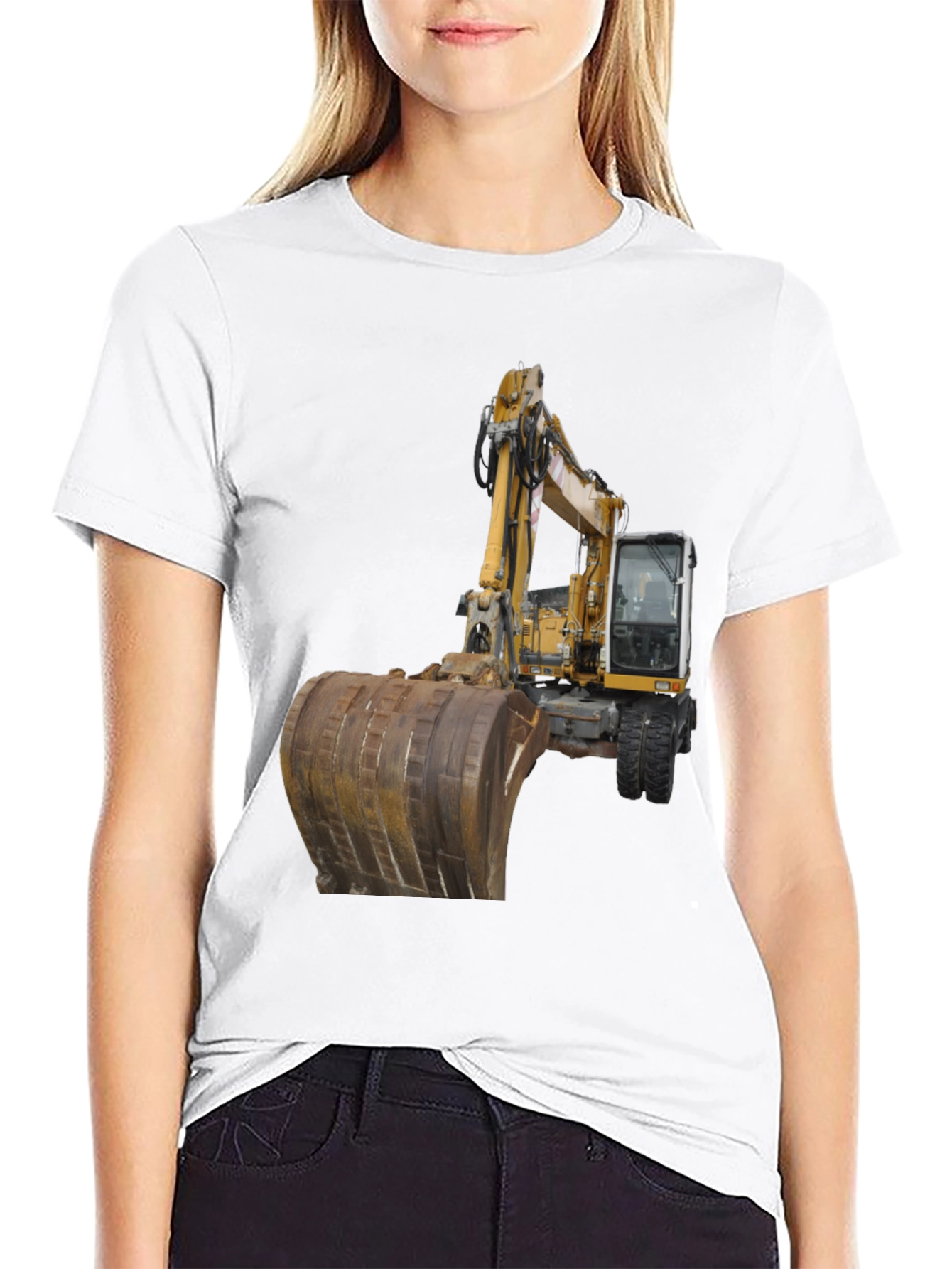 Excavator Graphic T-Shirt - Black Cotton Tee