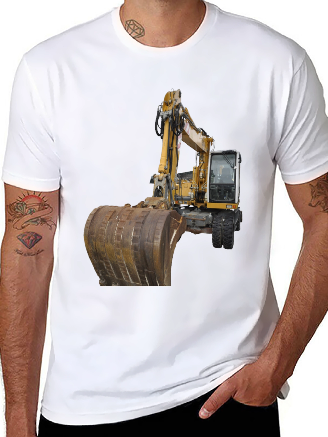 Excavator Graphic T-Shirt - Black Cotton Tee