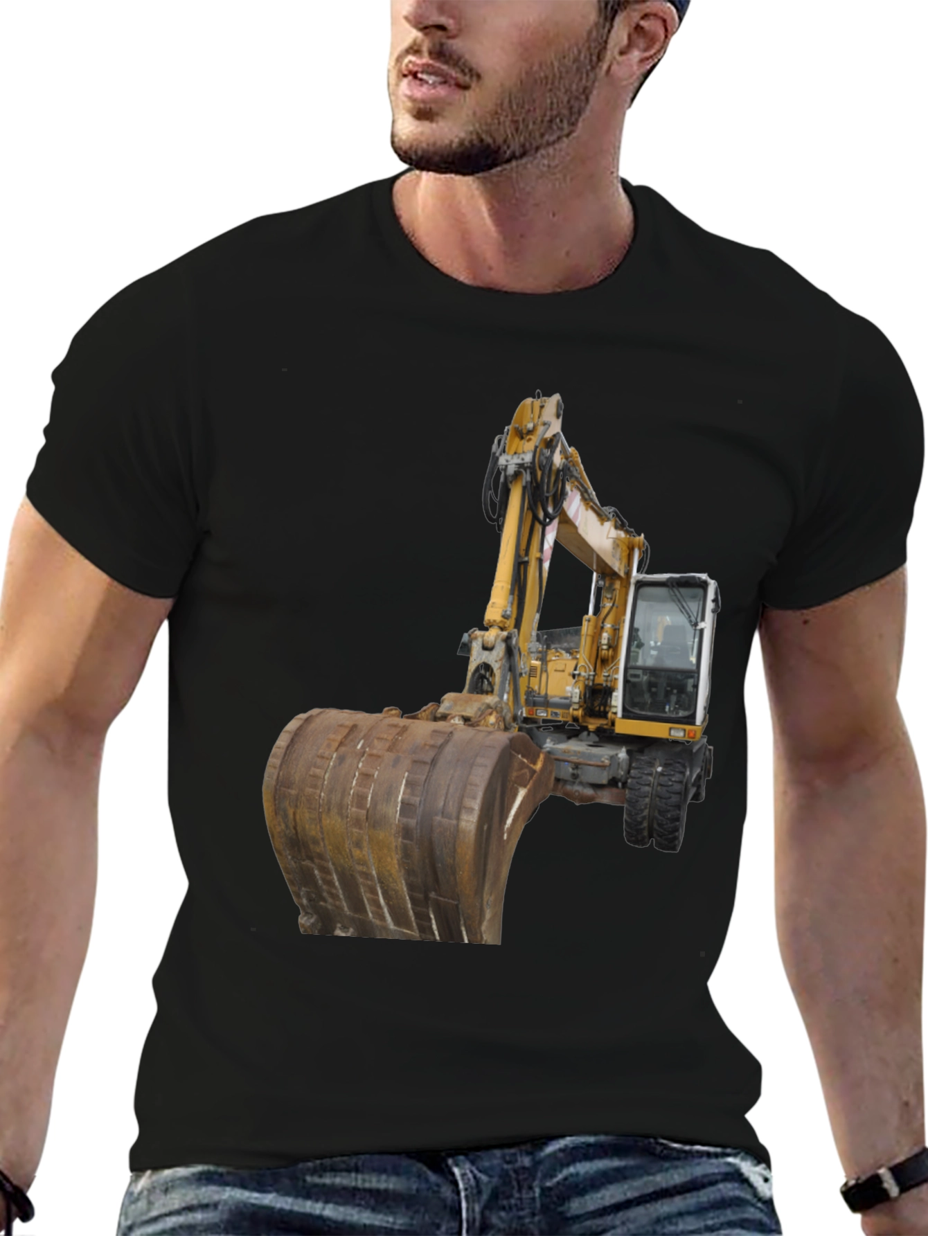 Excavator Graphic T-Shirt - Black Cotton Tee