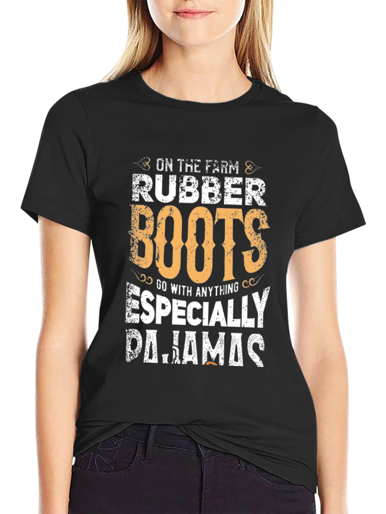 Rubber Boots & Pajamas T-Shirt - Farm Life Style