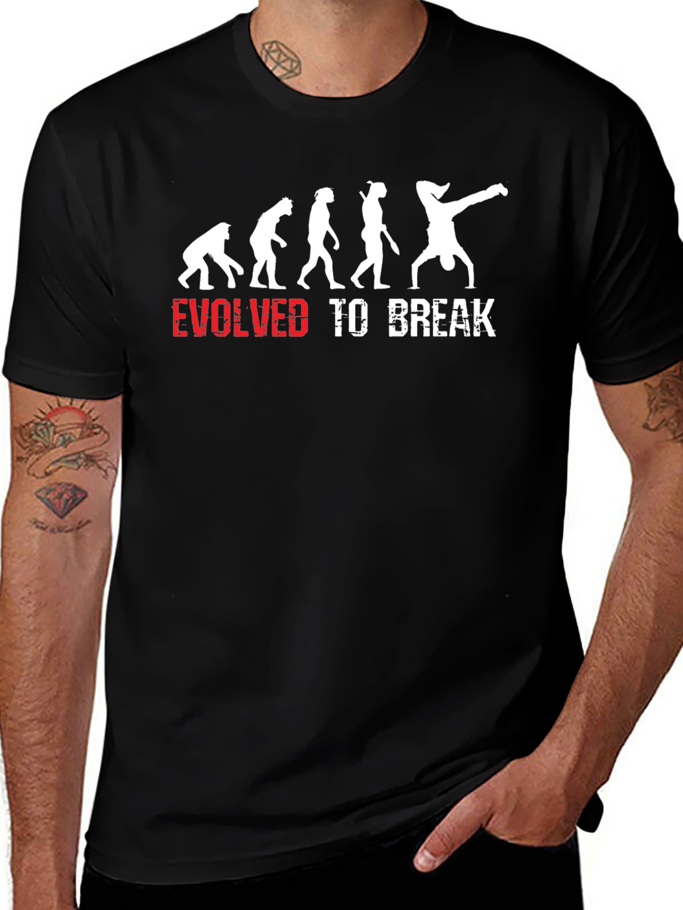 Evolved to Break Dance T-Shirt - Black Cotton Tee
