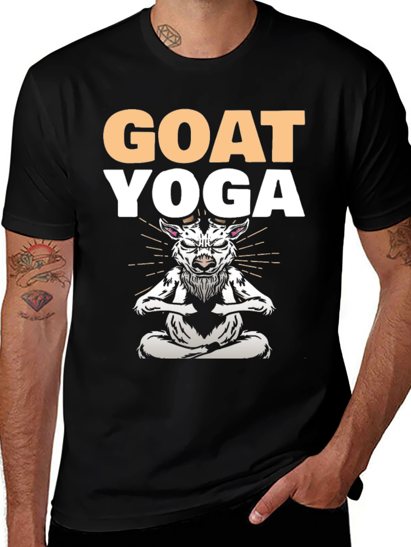 Goat Yoga Black Graphic T-Shirt