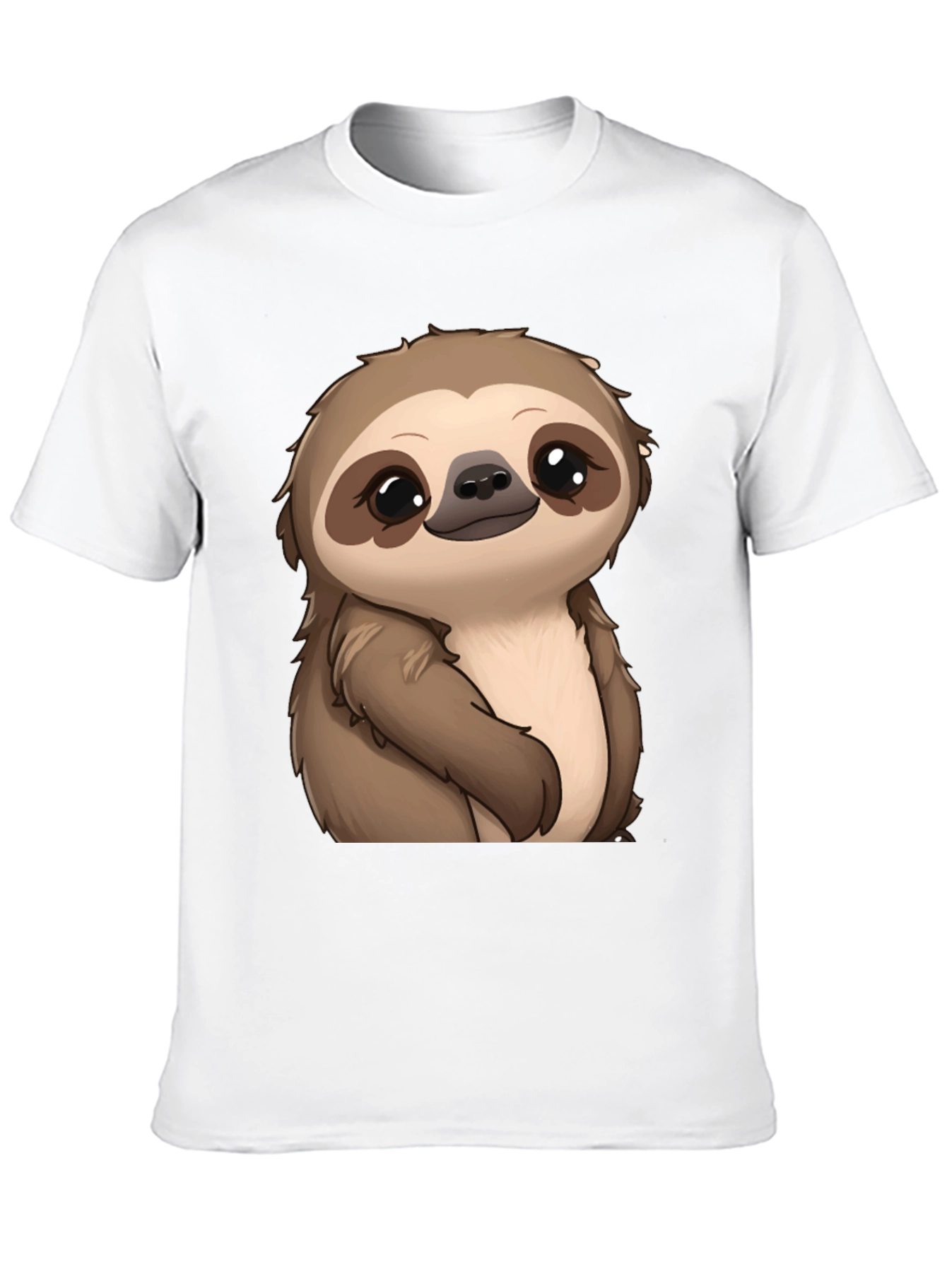 Cute Sloth Graphic Print Black T-Shirt