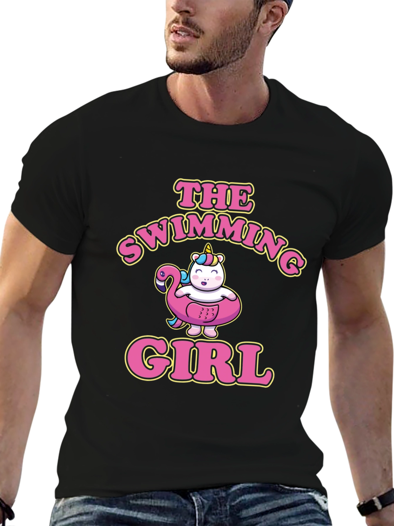 The Swimming Girl Black T-Shirt