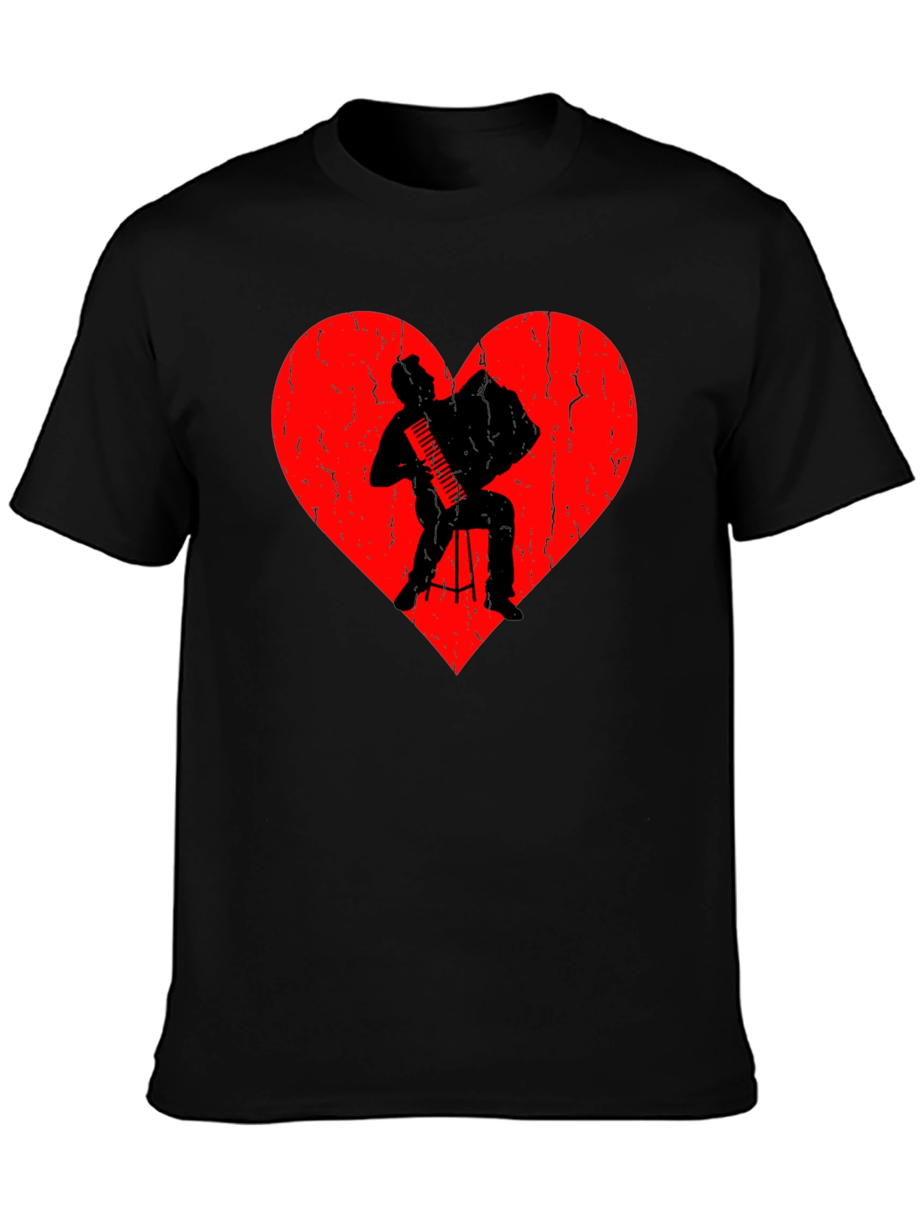 Accordion Player Heart Graphic T-Shirt
