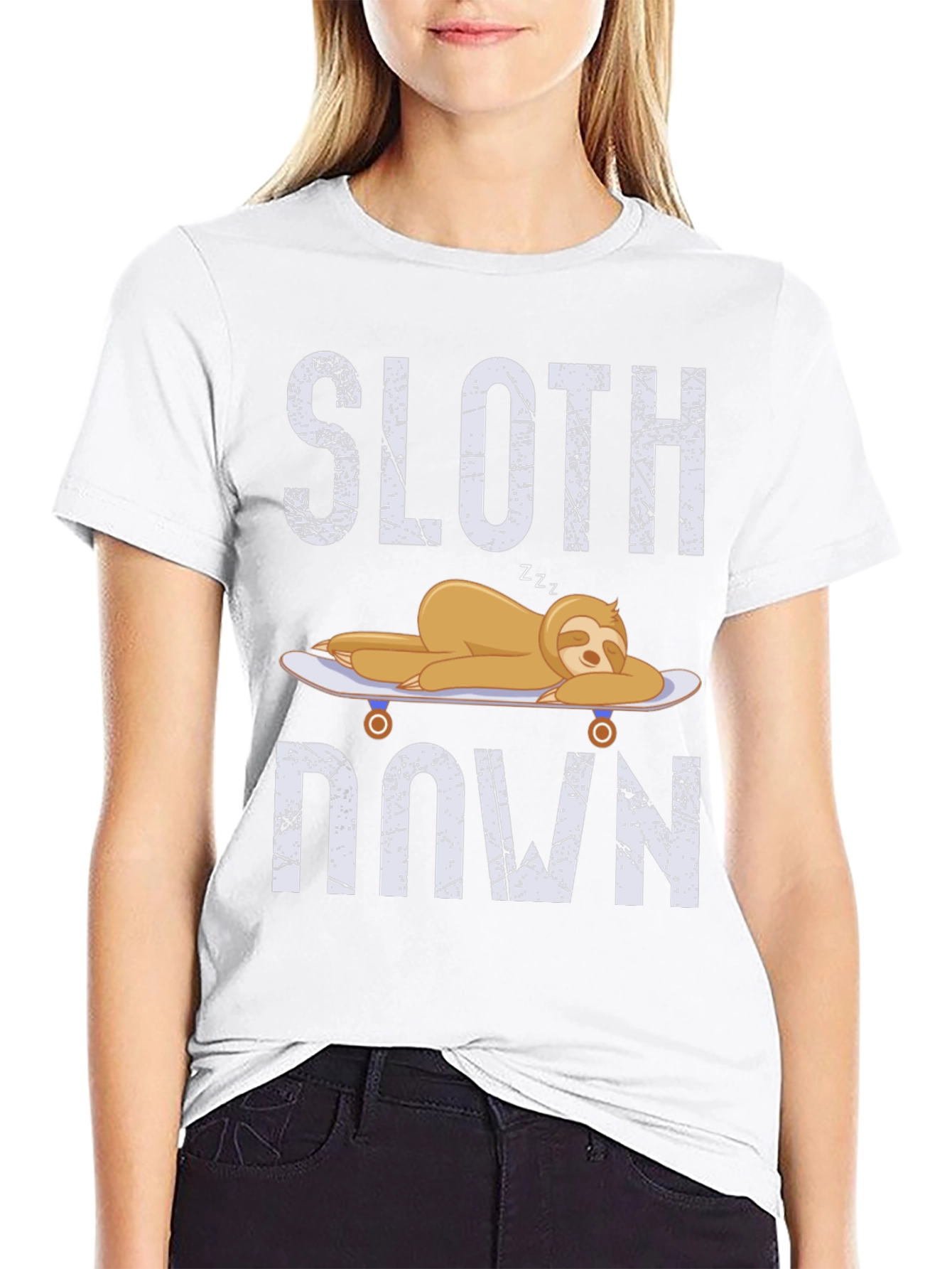 Sloth Down T-Shirt - Relaxed Lazy Graphic Tee