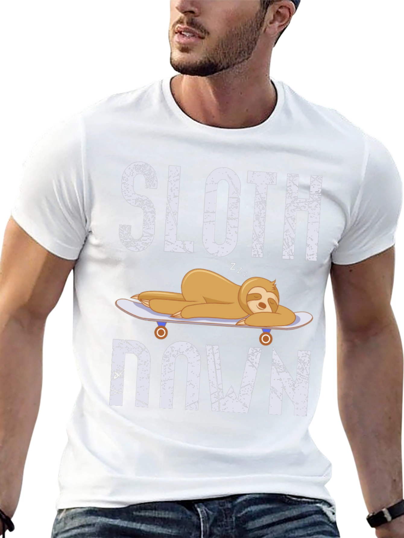 Sloth Down T-Shirt - Relaxed Lazy Graphic Tee