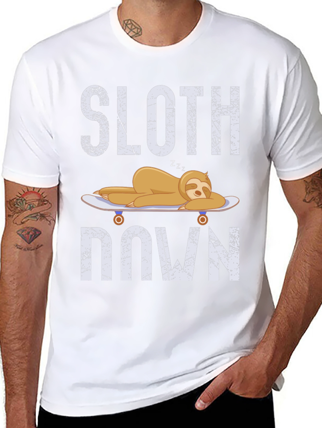Sloth Down T-Shirt - Relaxed Lazy Graphic Tee