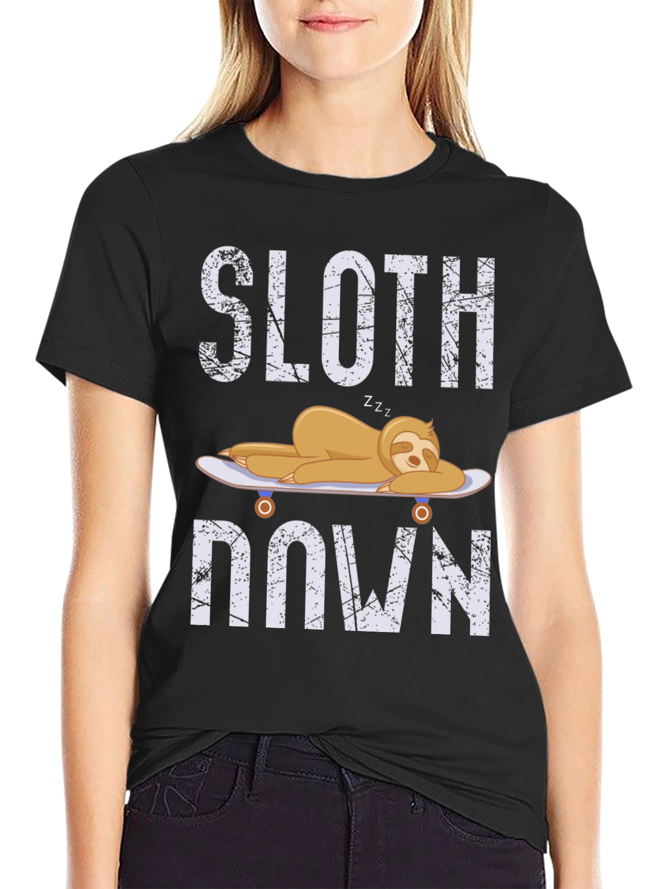 Sloth Down T-Shirt - Relaxed Lazy Graphic Tee