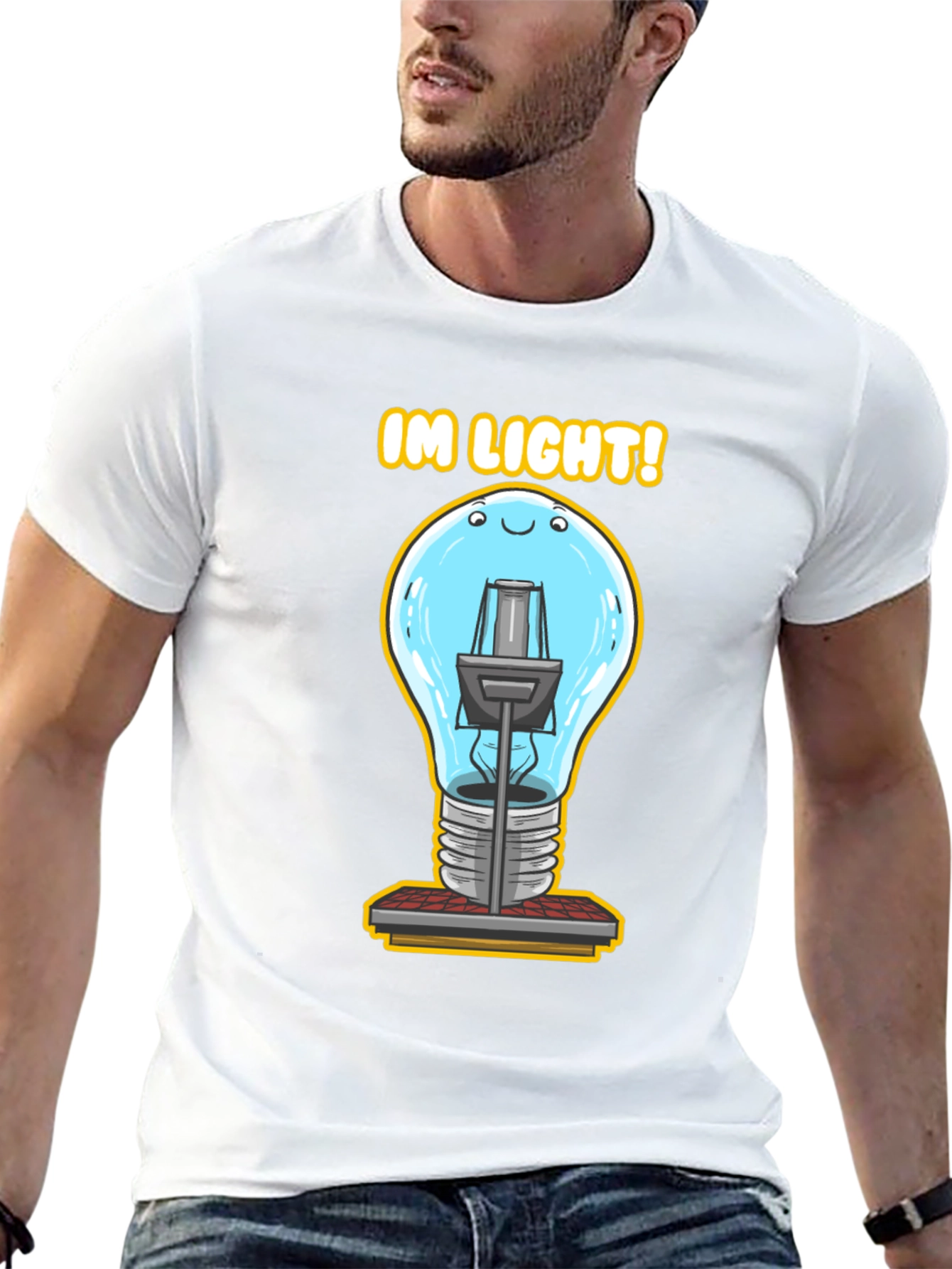 Humorous IM LIGHT! Lightbulb Graphic Tee