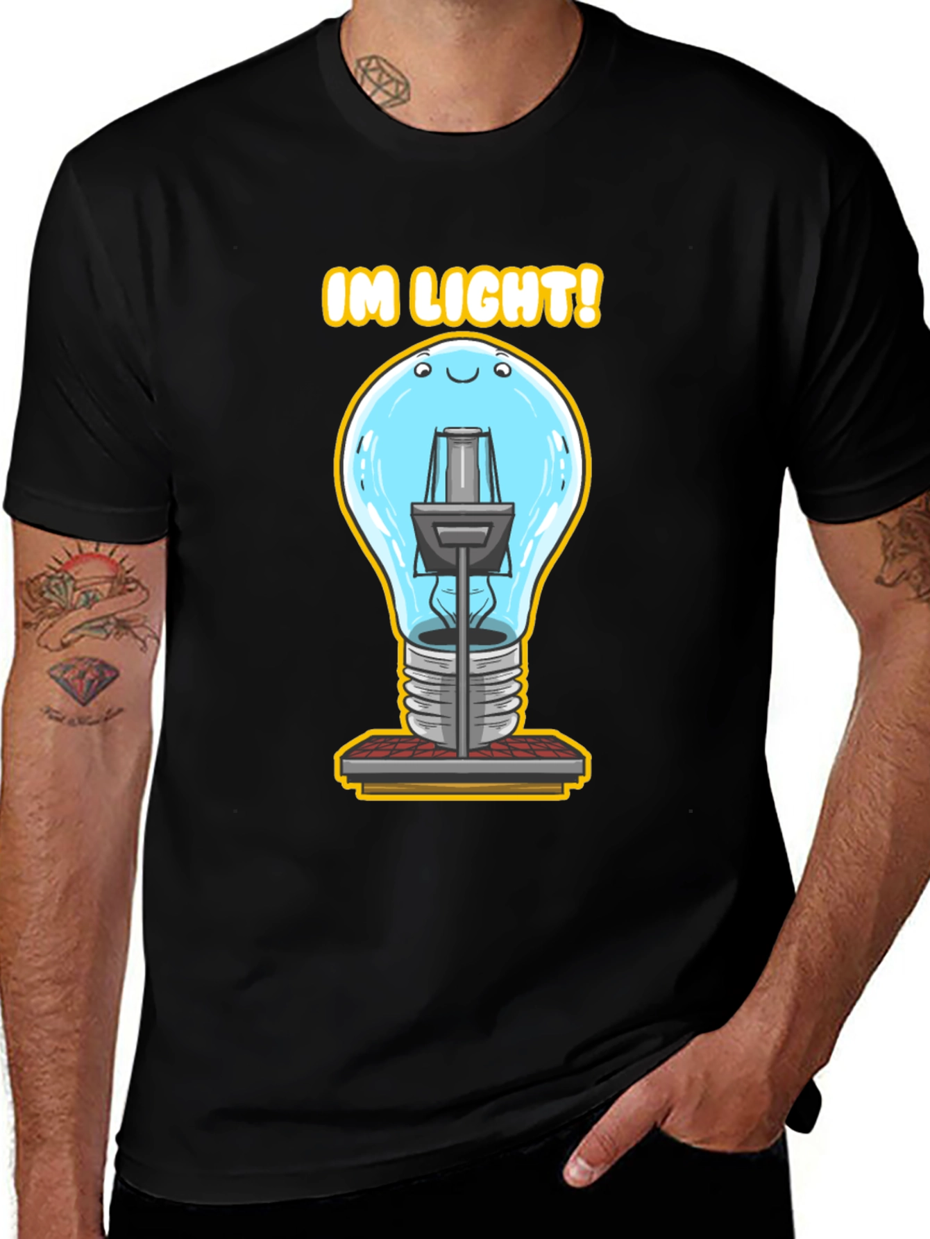 Humorous IM LIGHT! Lightbulb Graphic Tee