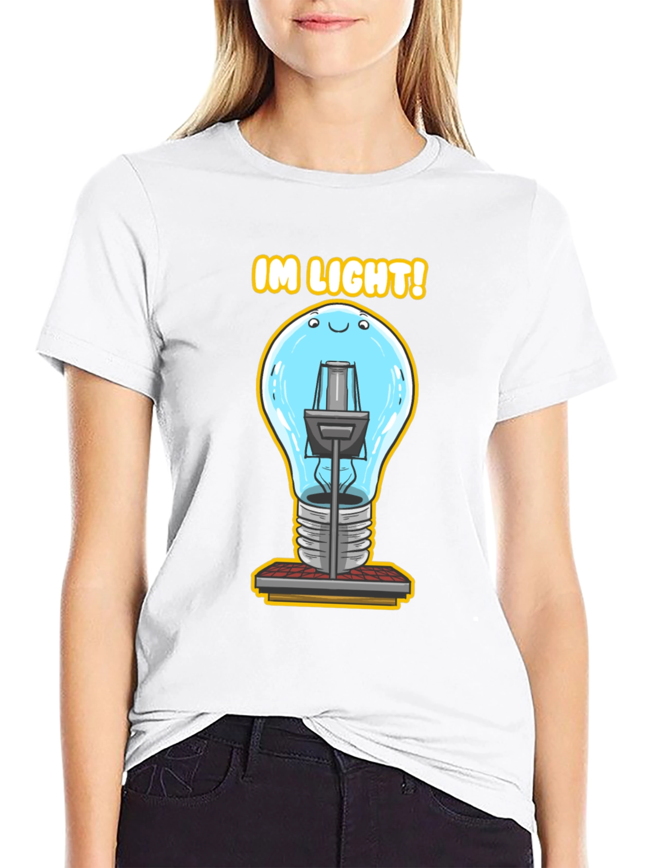 Humorous IM LIGHT! Lightbulb Graphic Tee