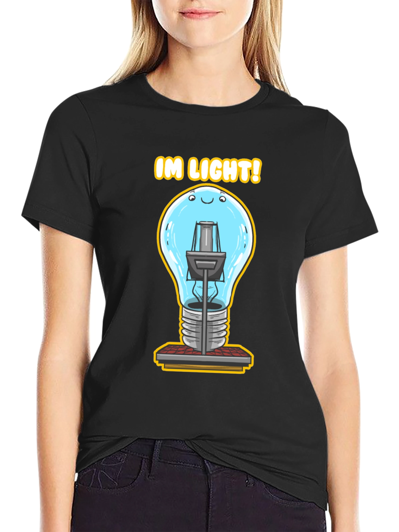 Humorous IM LIGHT! Lightbulb Graphic Tee