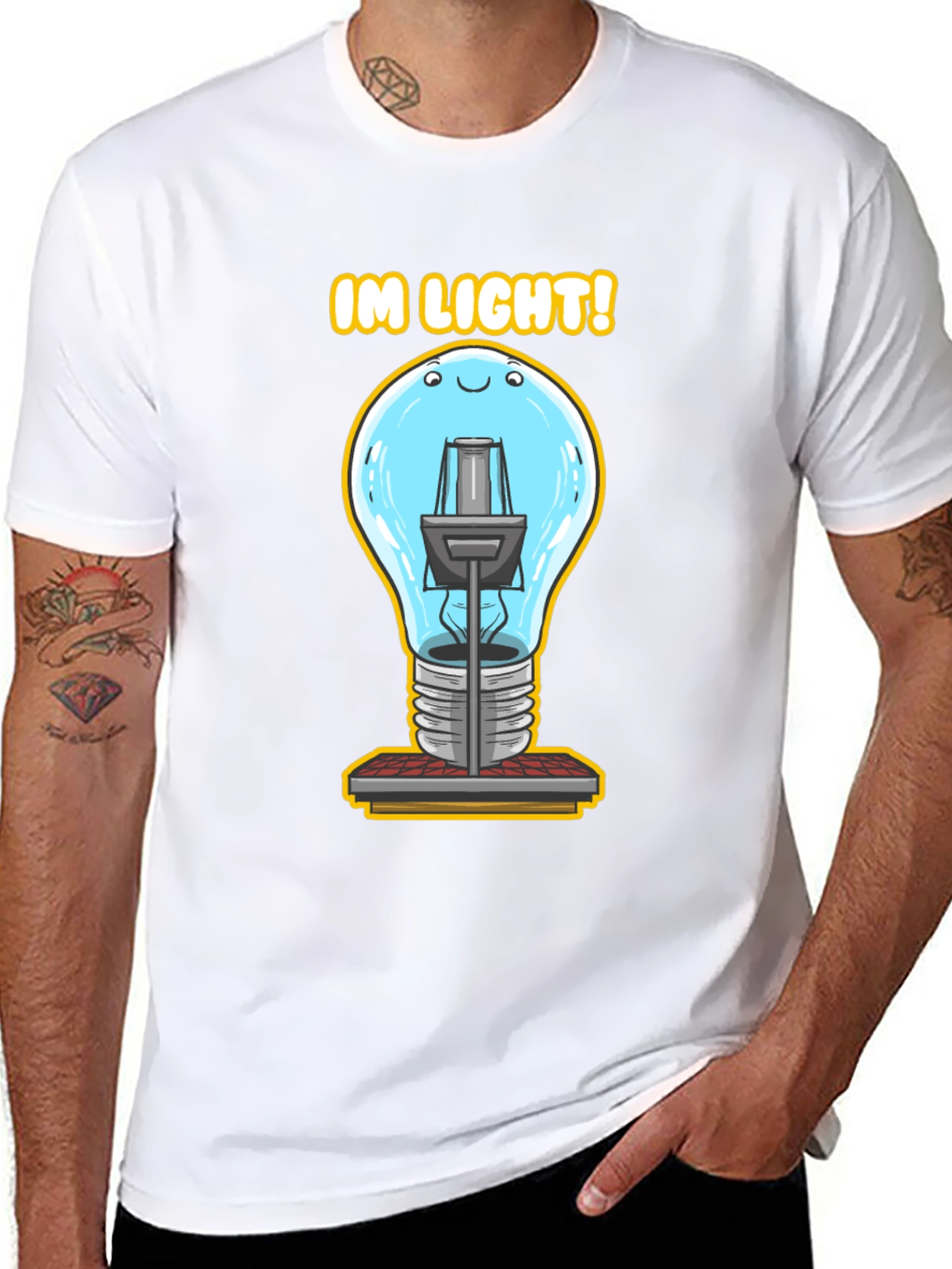 Humorous IM LIGHT! Lightbulb Graphic Tee