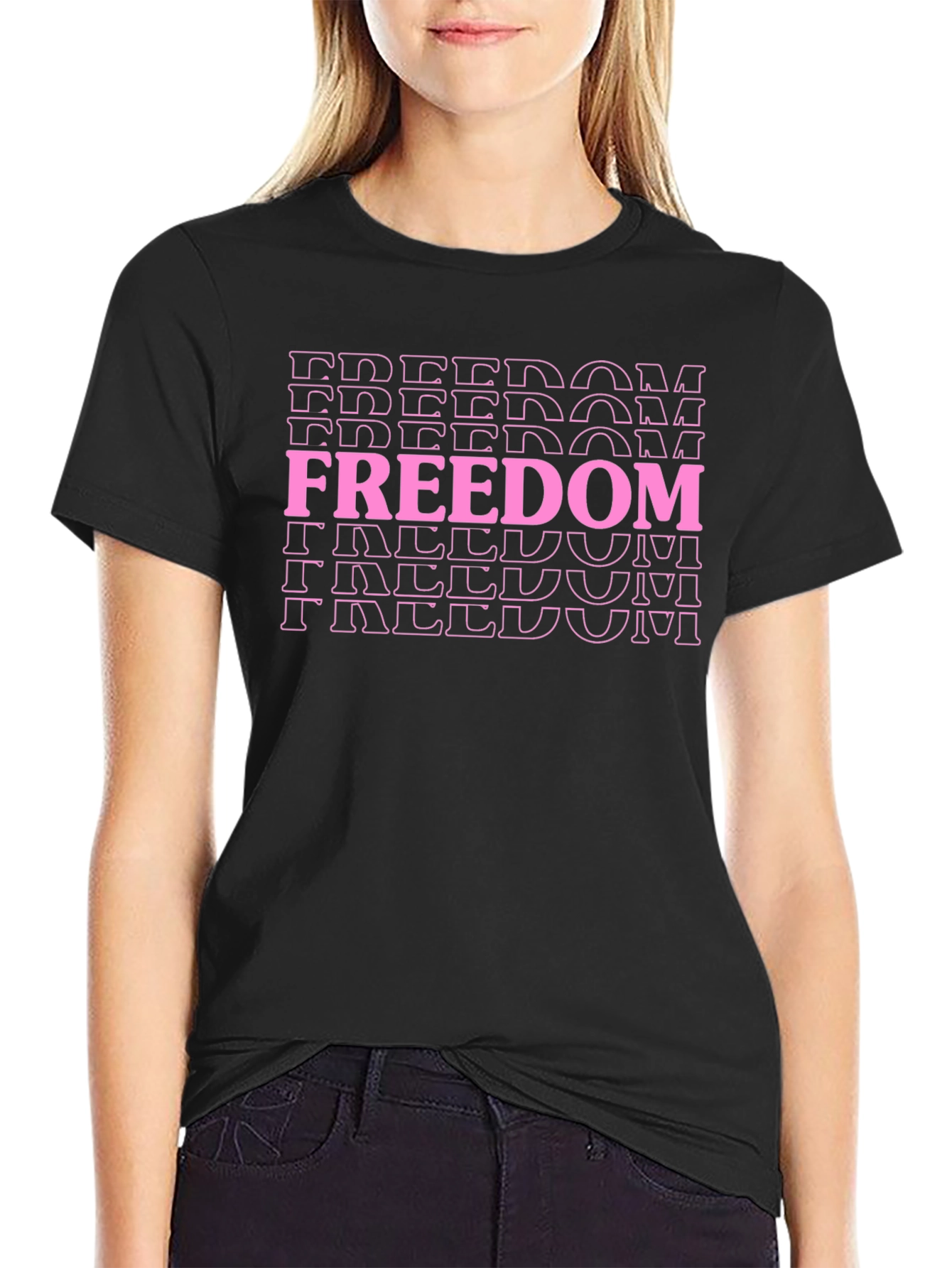 Freedom T-Shirt - Graphic Print Black Tee
