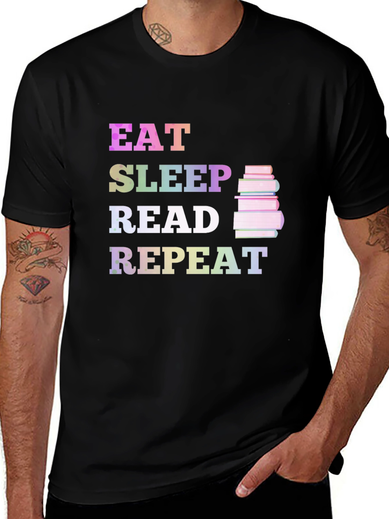 Eat Sleep Read Repeat Black Graphic Tee