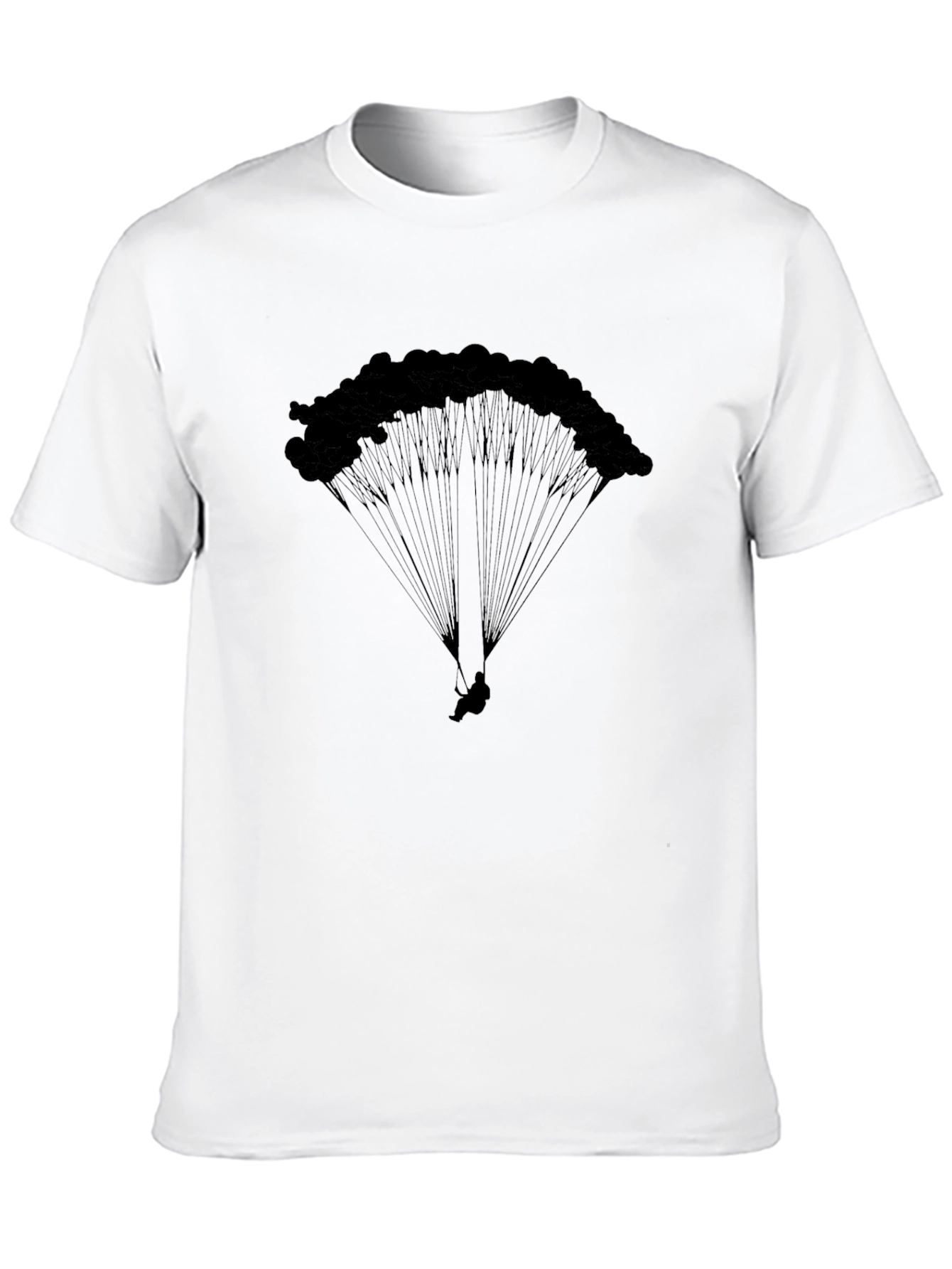 Black Parachute Graphic Tee - Skydiving Adventure Shirt