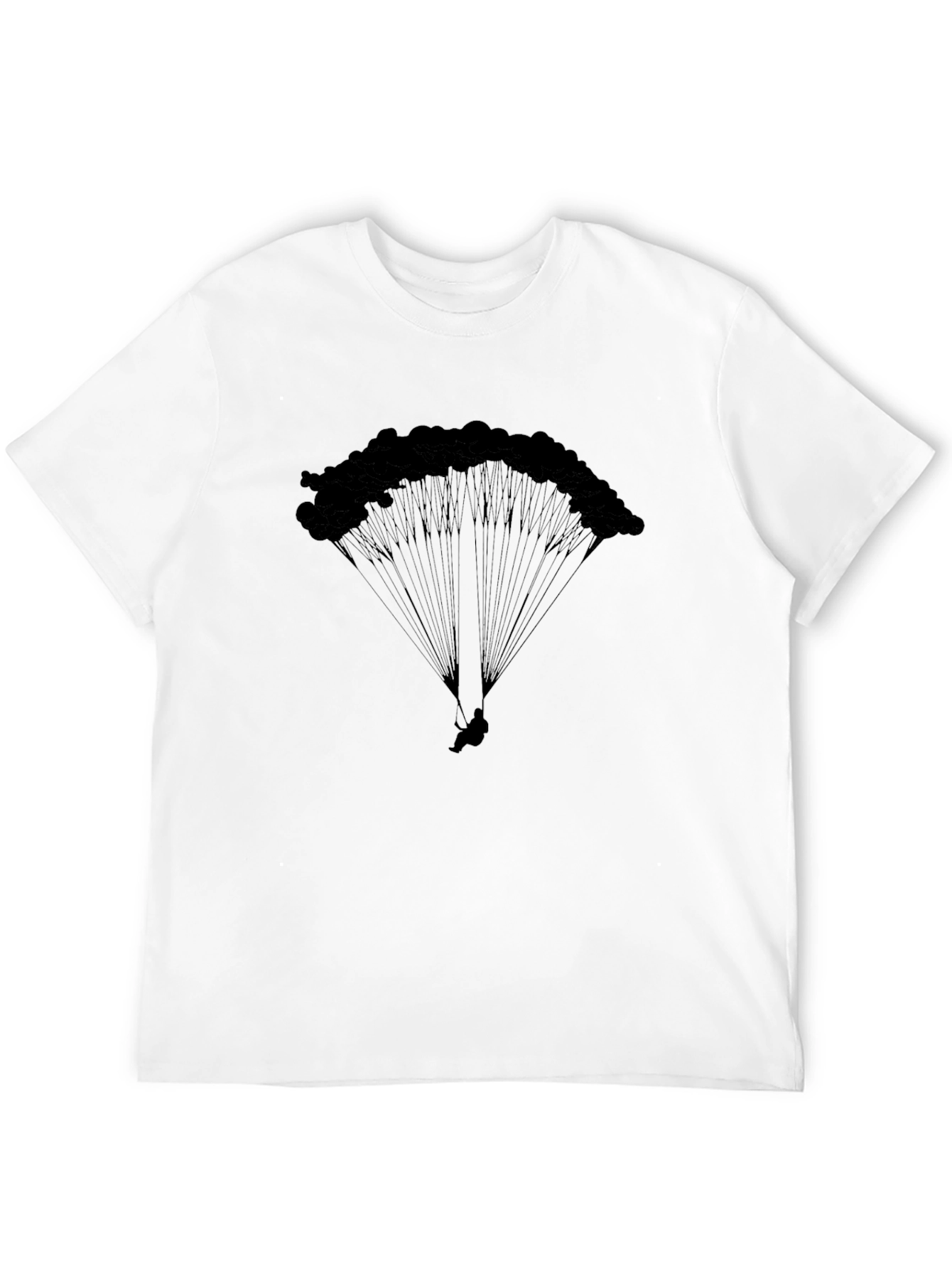 Black Parachute Graphic Tee - Skydiving Adventure Shirt