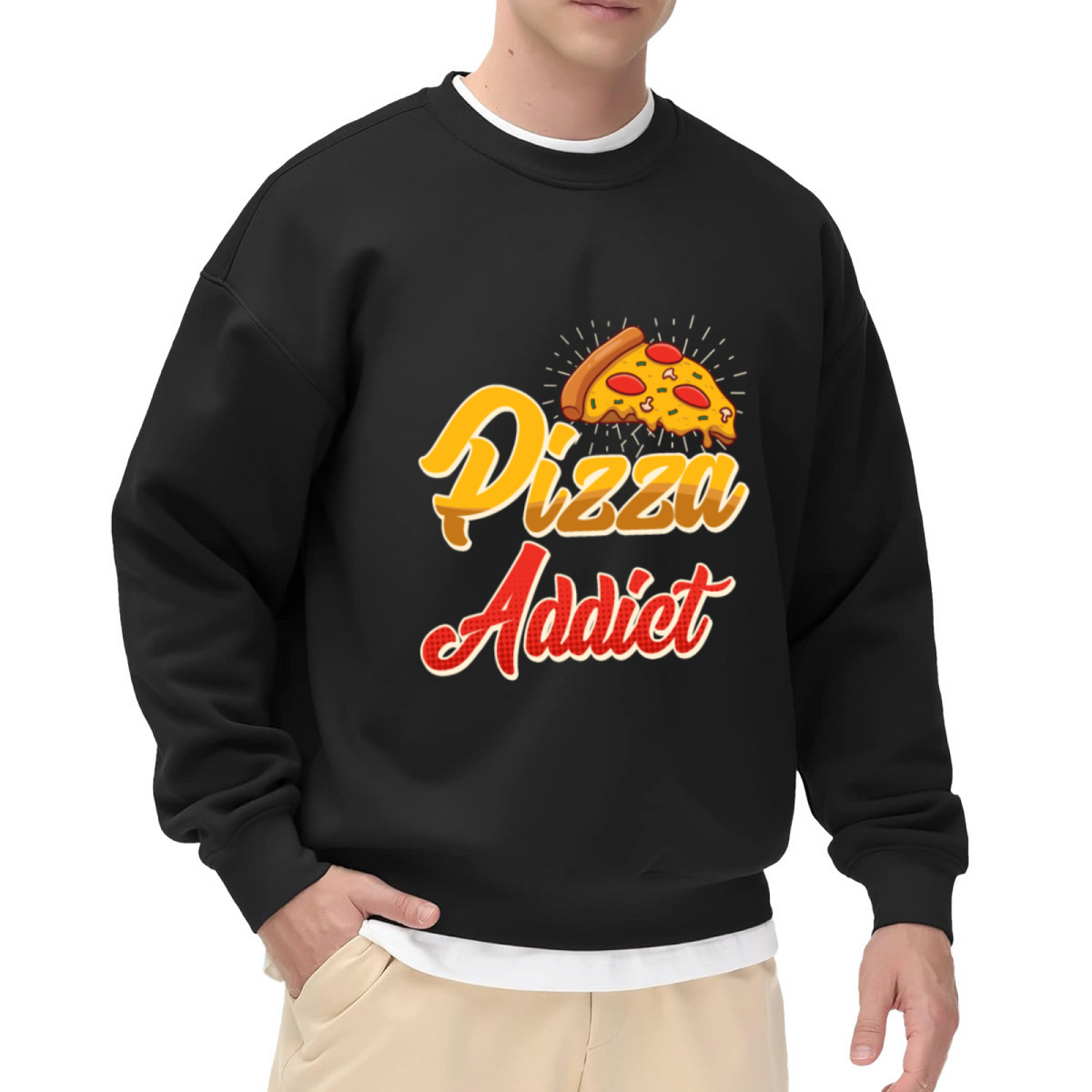 Glowing Pizza Slice - Funny Food Lover Graphic ԲÁìÎÀÒÂ | Unisex Pullover Sweatshirt