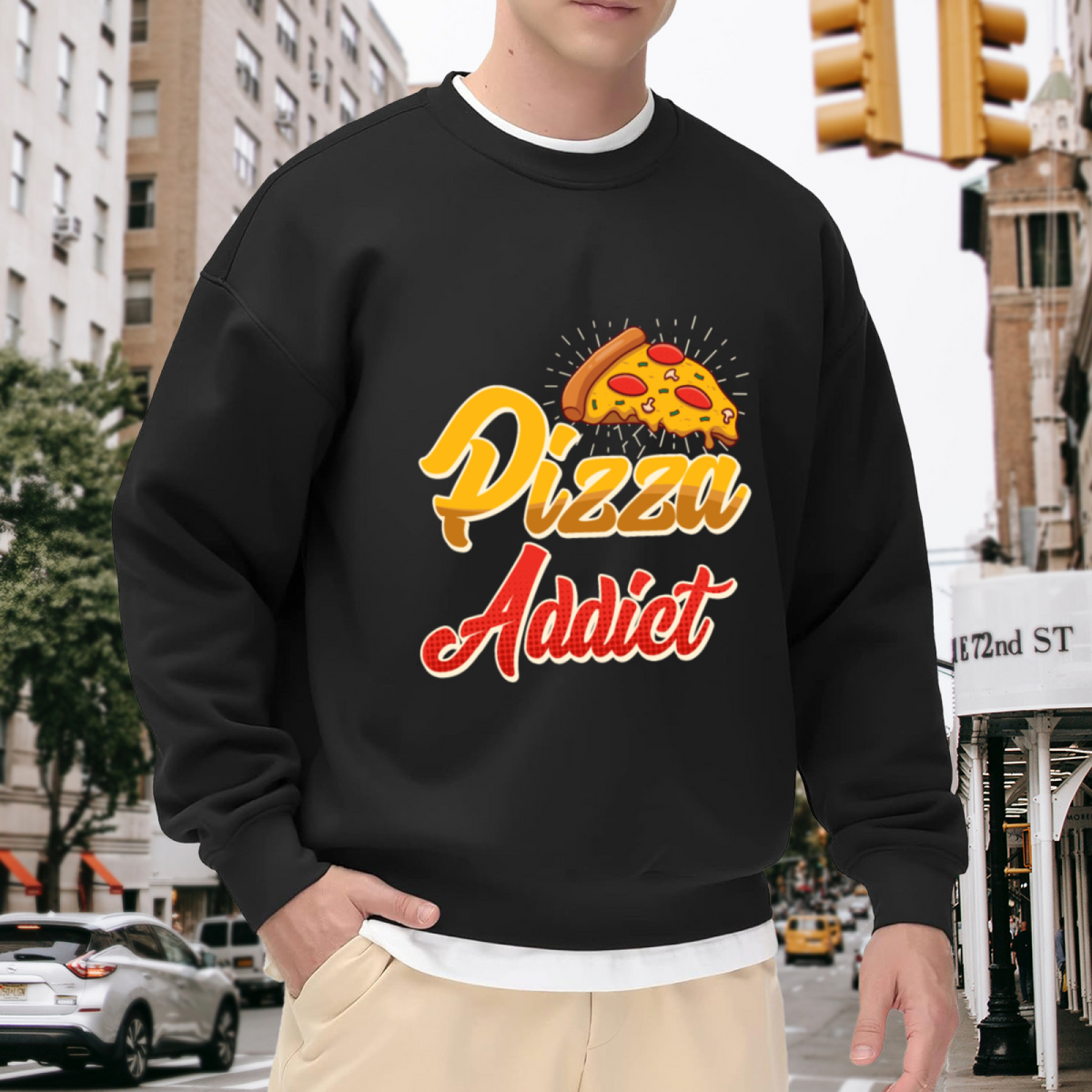 Glowing Pizza Slice - Funny Food Lover Graphic ԲÁìÎÀÒÂ | Unisex Pullover Sweatshirt