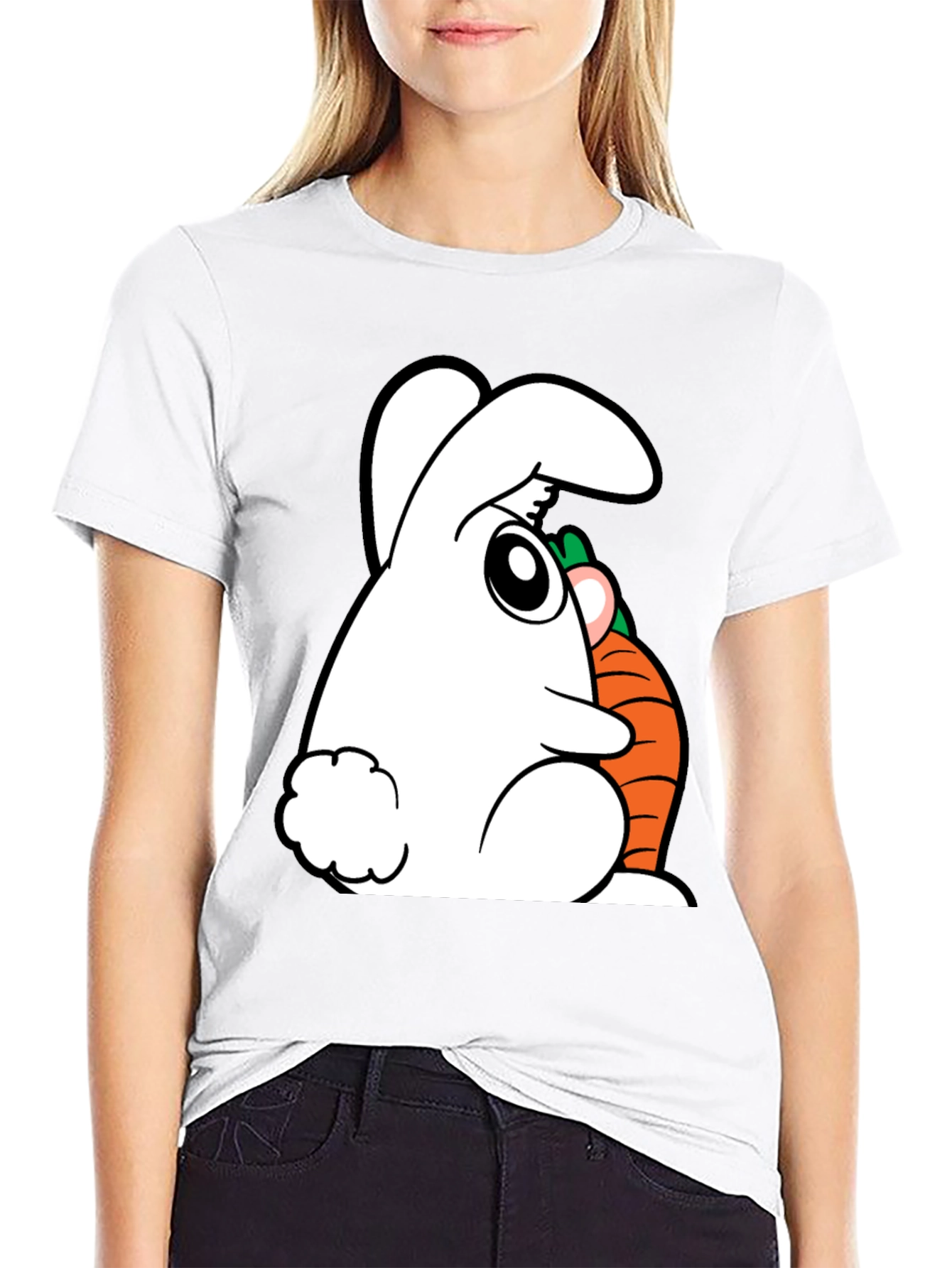 Rabbit and Carrot Graphic Tee - Black Cotton Blend