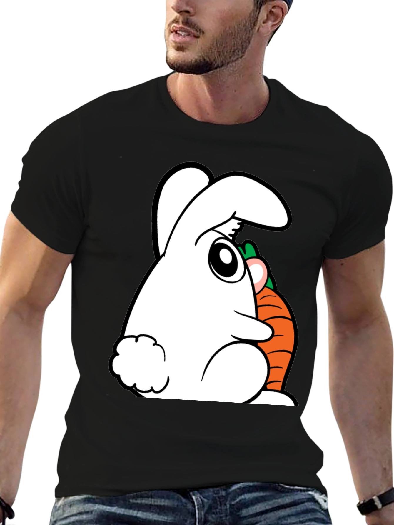Rabbit and Carrot Graphic Tee - Black Cotton Blend