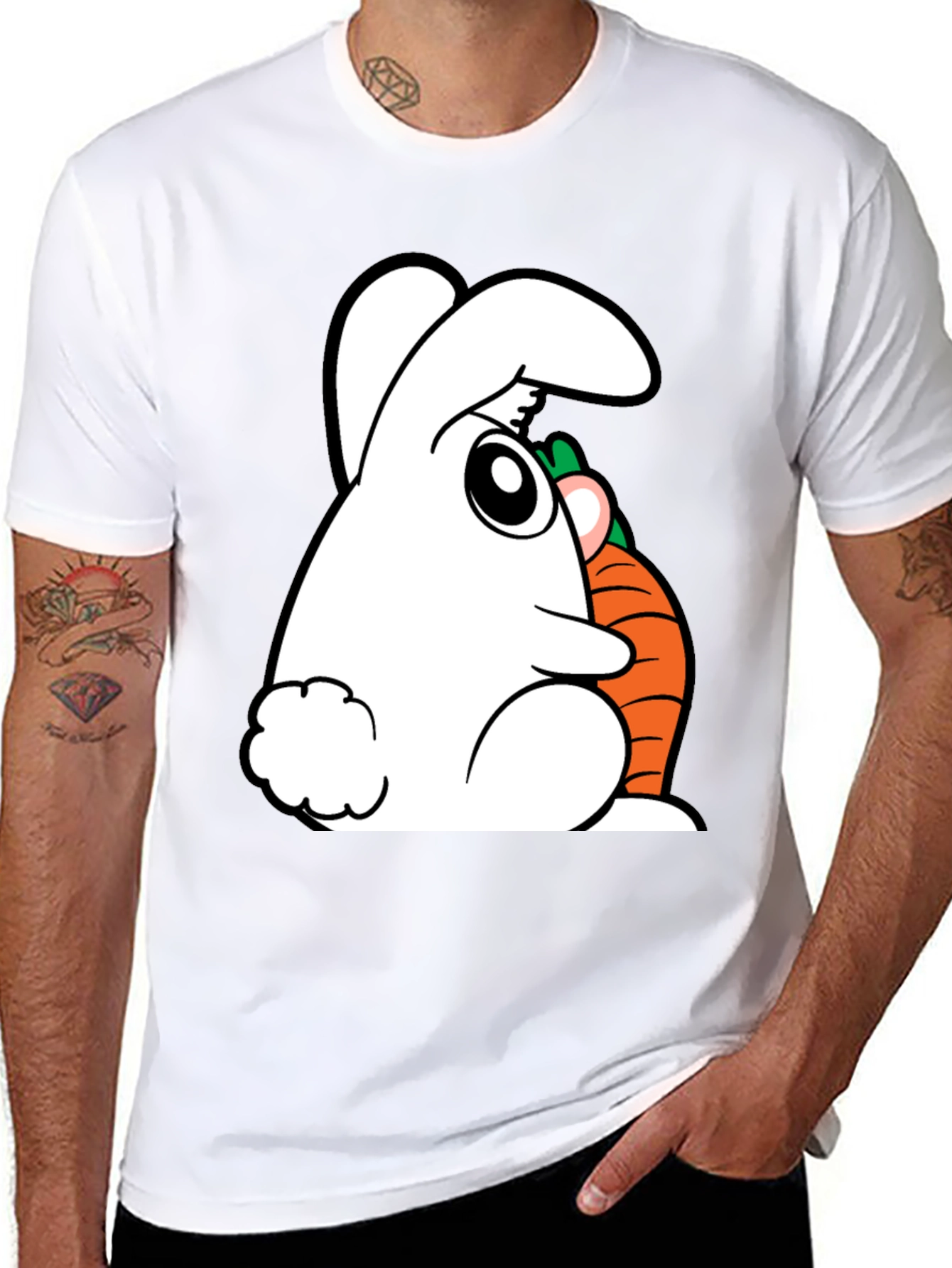 Rabbit and Carrot Graphic Tee - Black Cotton Blend