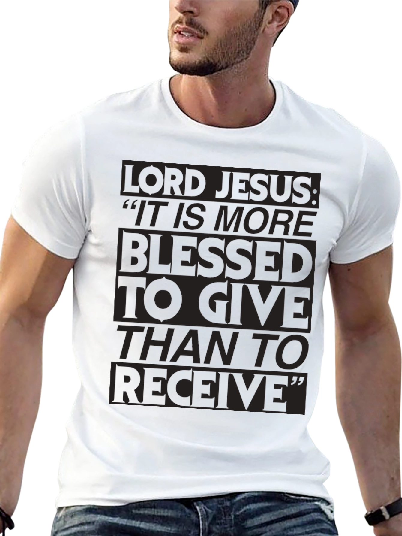 Lord Jesus Giving is Blessed Black T-Shirt
