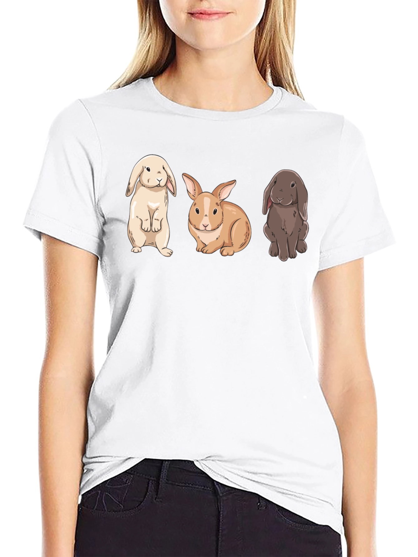 Cute Bunny T-Shirt - Three Rabbits Graphic Tee