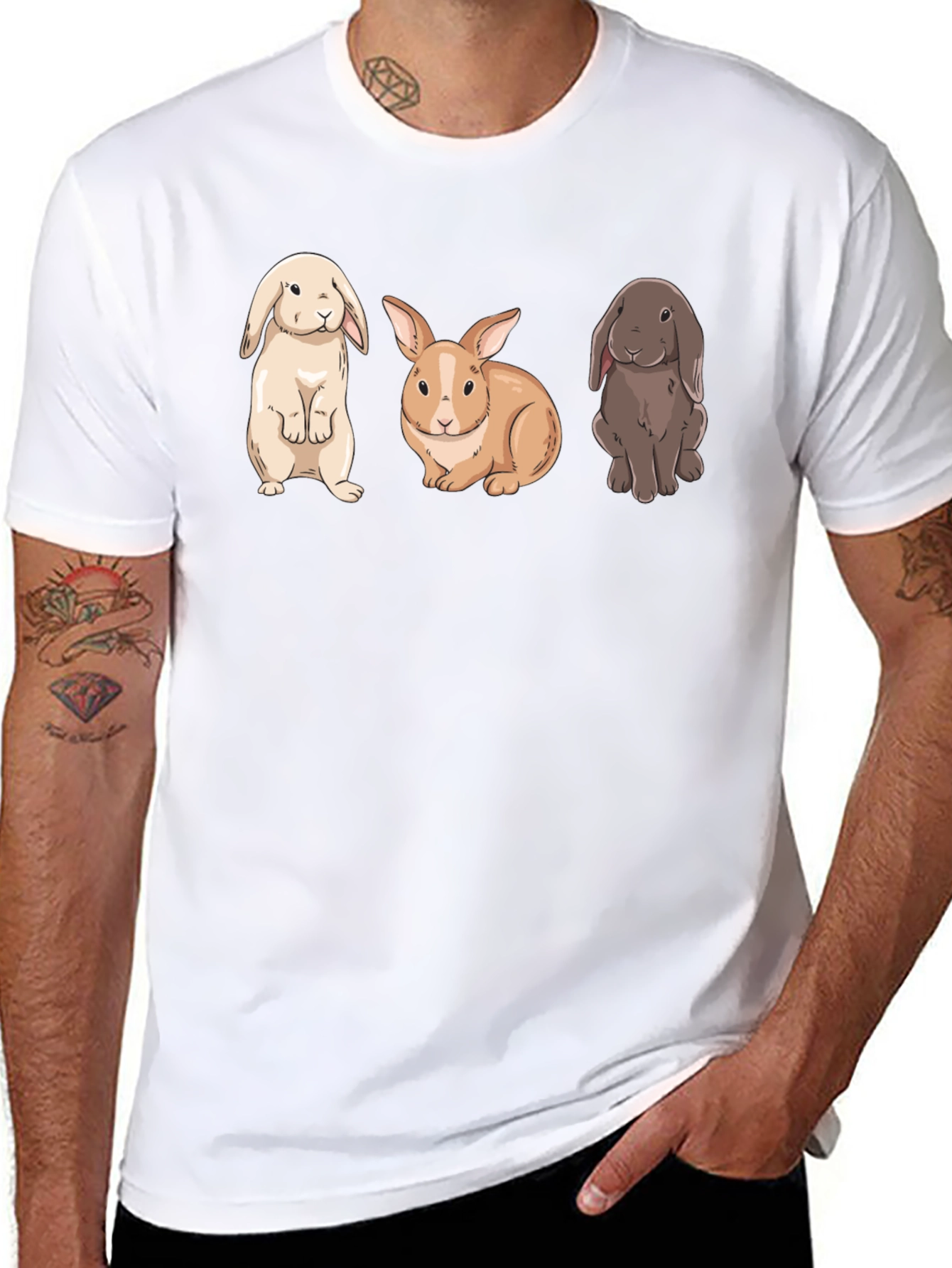 Cute Bunny T-Shirt - Three Rabbits Graphic Tee