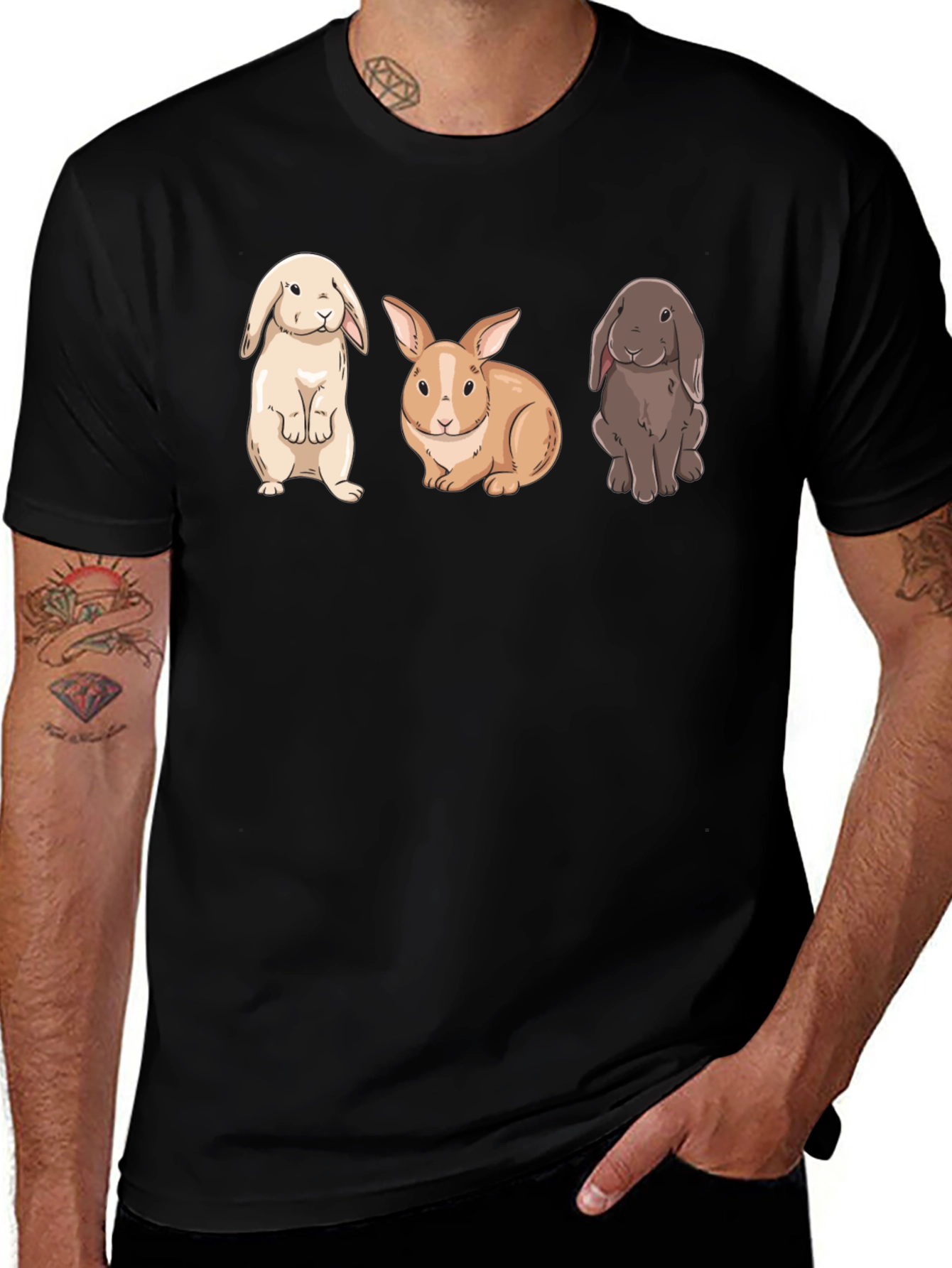 Cute Bunny T-Shirt - Three Rabbits Graphic Tee