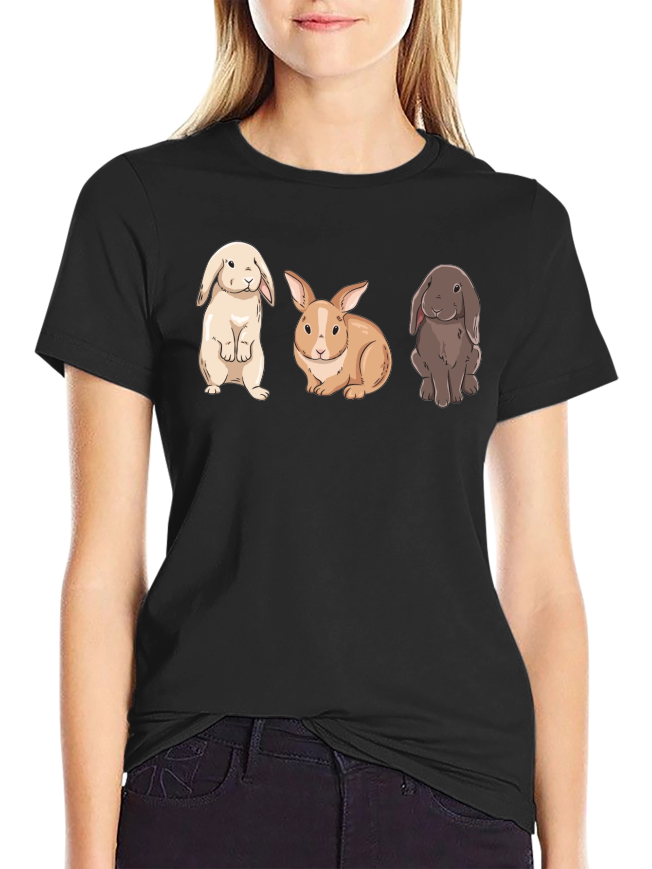 Cute Bunny T-Shirt - Three Rabbits Graphic Tee