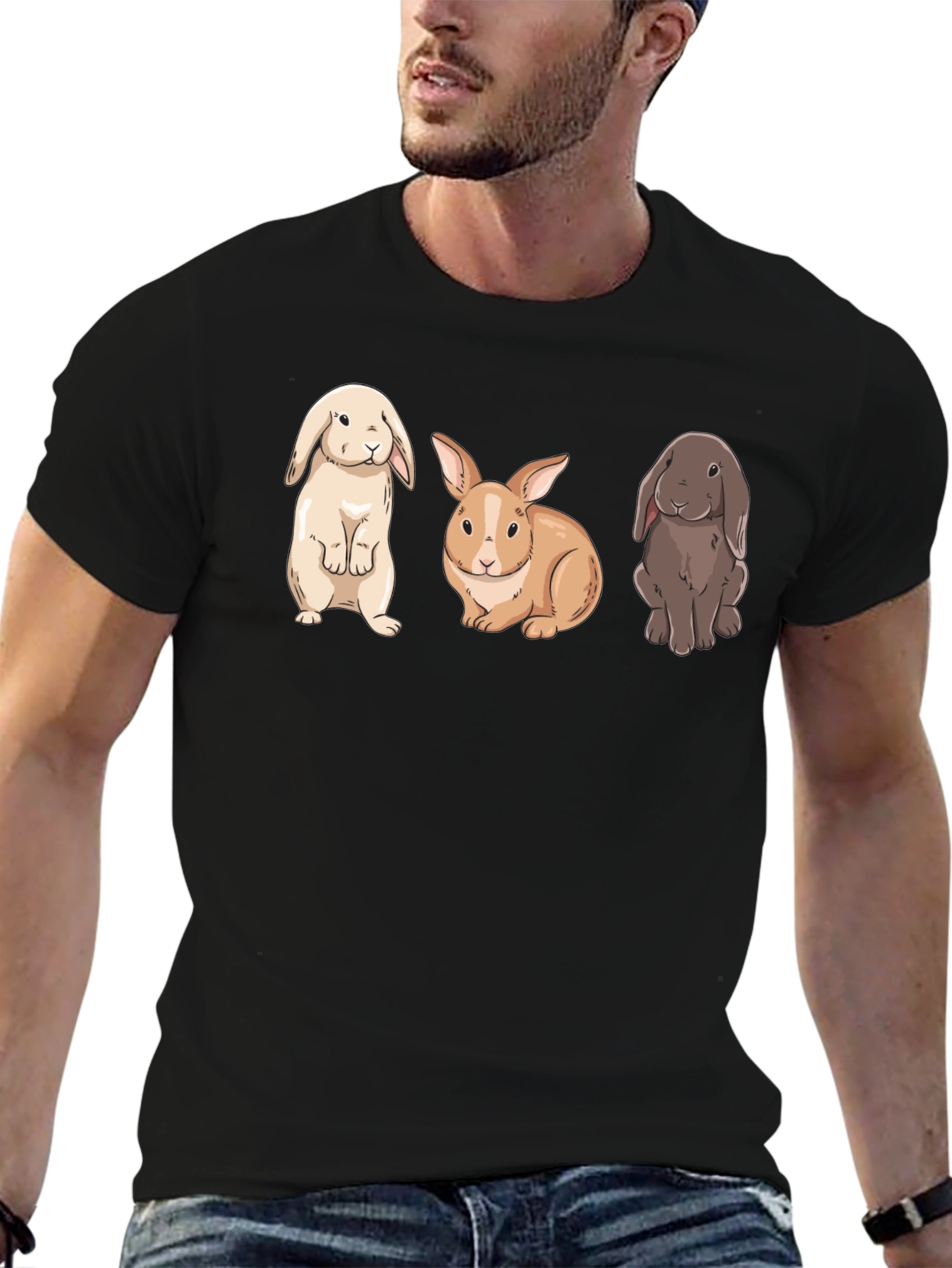 Cute Bunny T-Shirt - Three Rabbits Graphic Tee