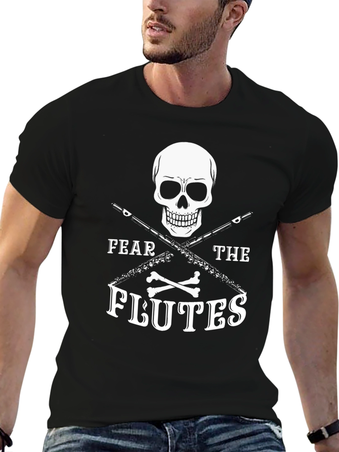 Fear the Flutes T-Shirt - Skull & Crossbones Design