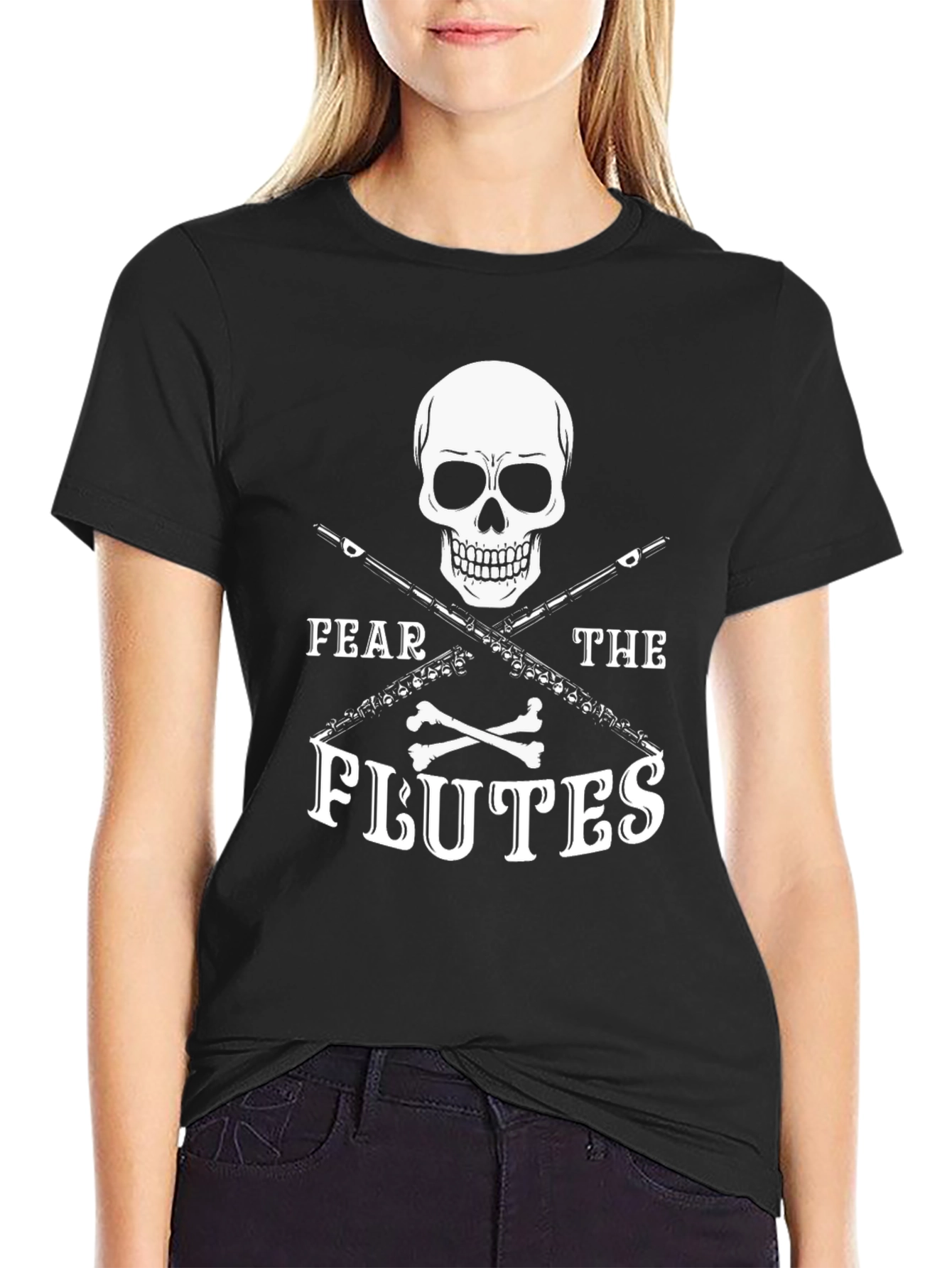 Fear the Flutes T-Shirt - Skull & Crossbones Design