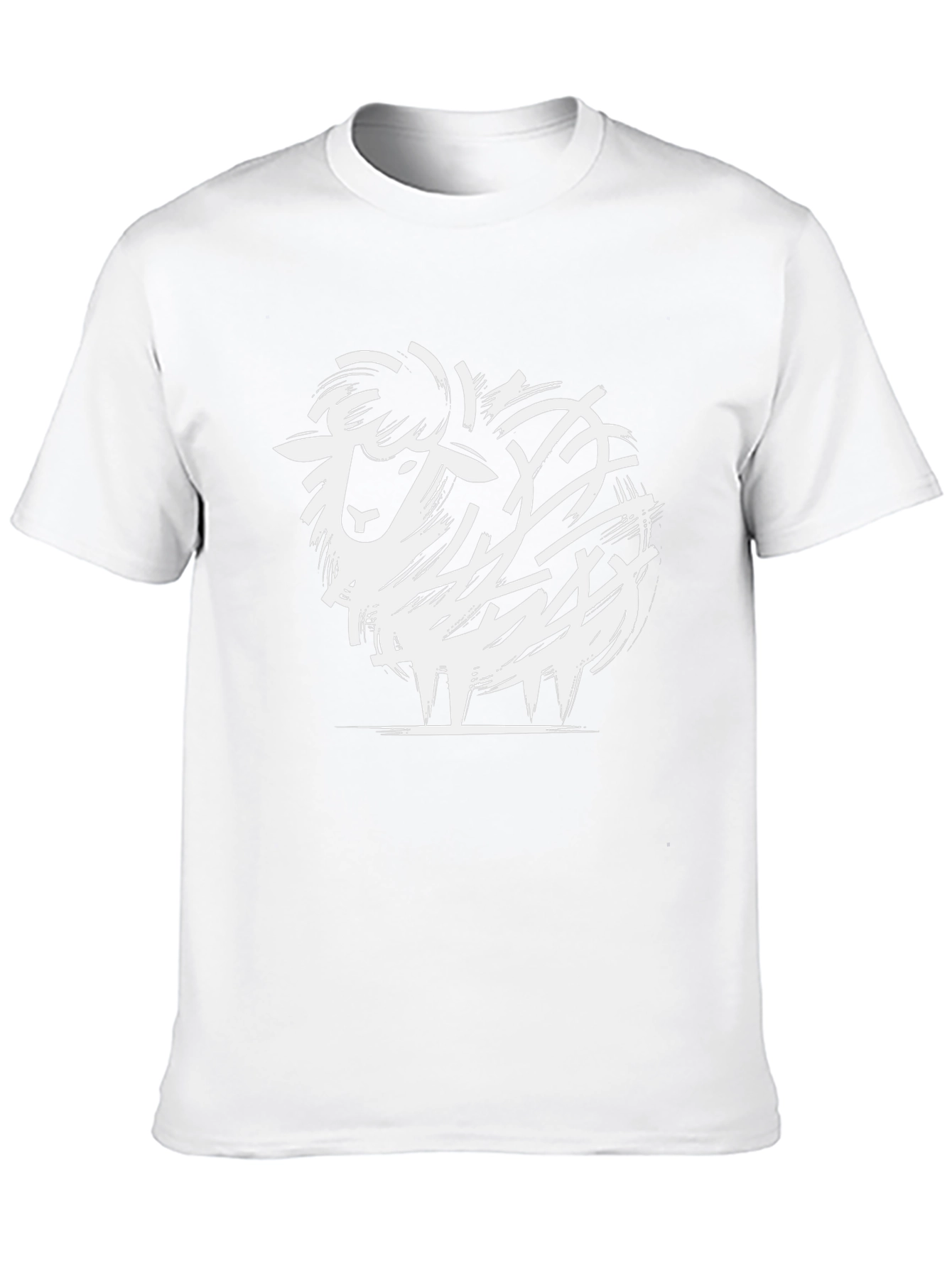 Abstract Sheep Graphic Tee - Black Cotton Blend T-Shirt
