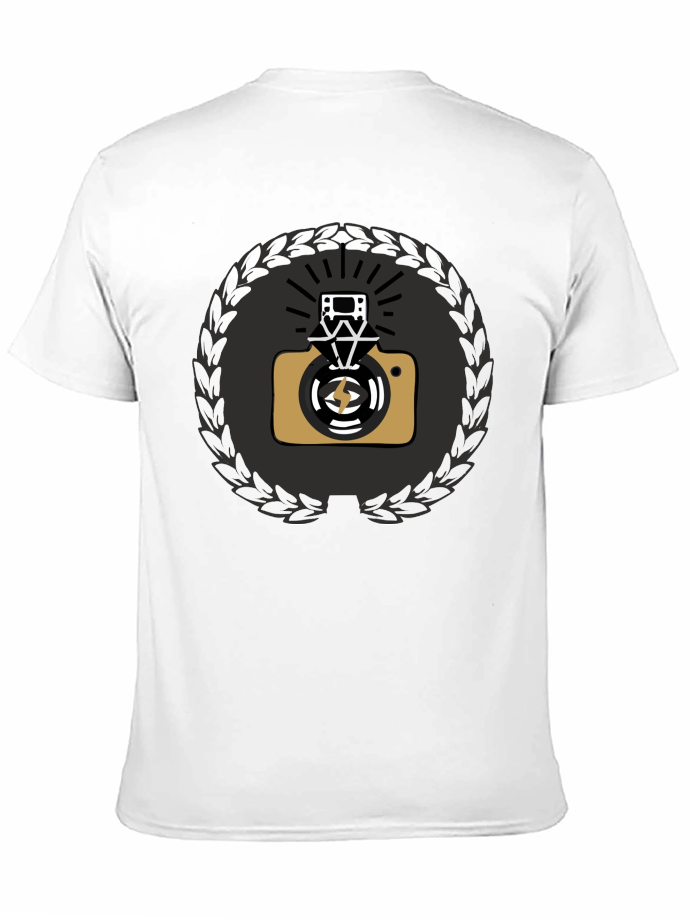 Black Graphic Tee with Camera & Film Reel Design