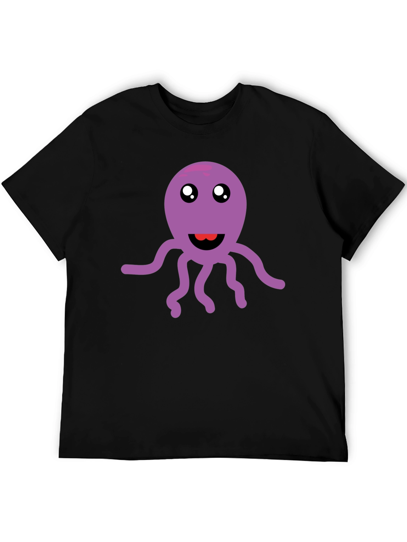 Cute Octopus Graphic Tee - Soft Black Cotton T-Shirt