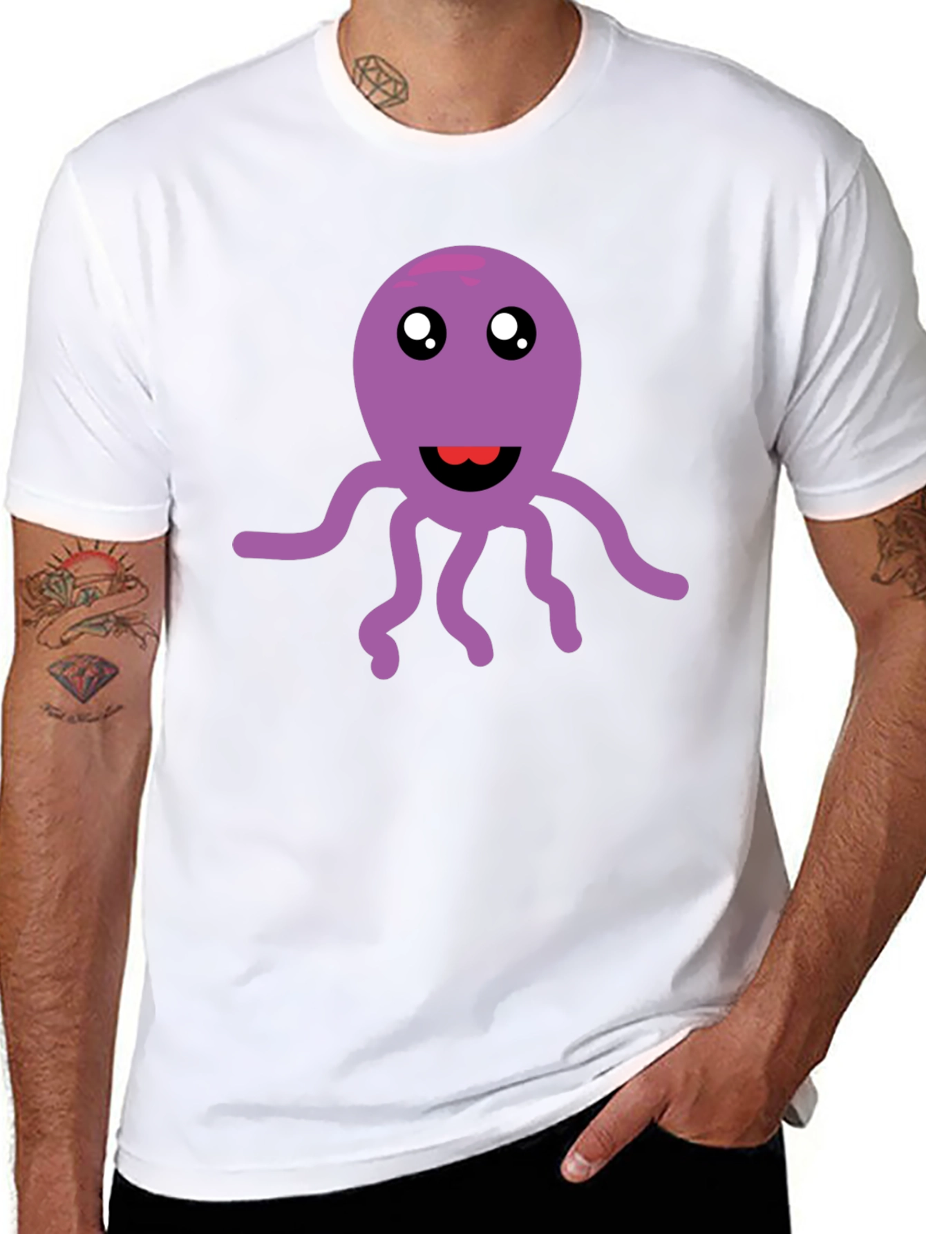 Cute Octopus Graphic Tee - Soft Black Cotton T-Shirt