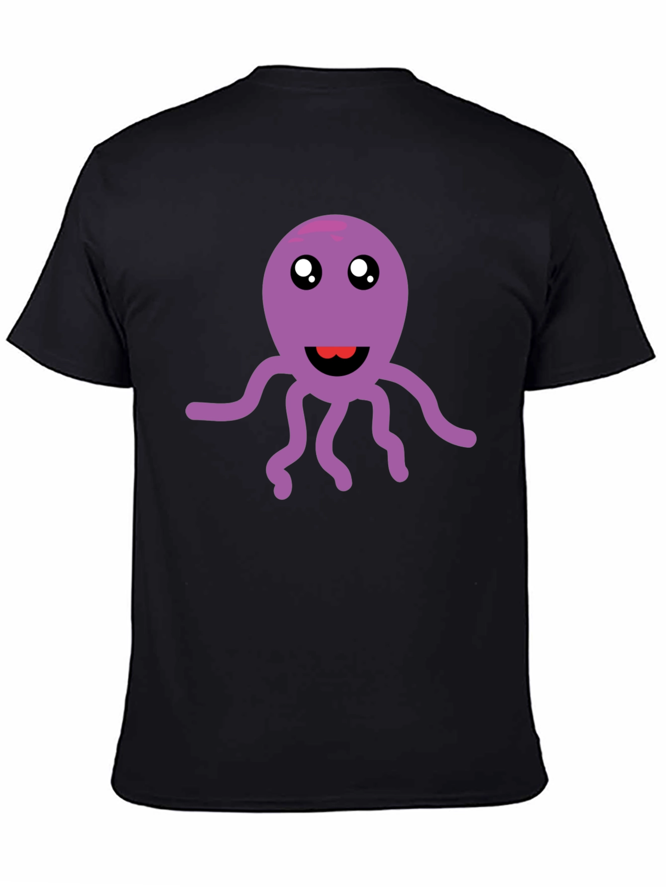 Cute Octopus Graphic Tee - Soft Black Cotton T-Shirt