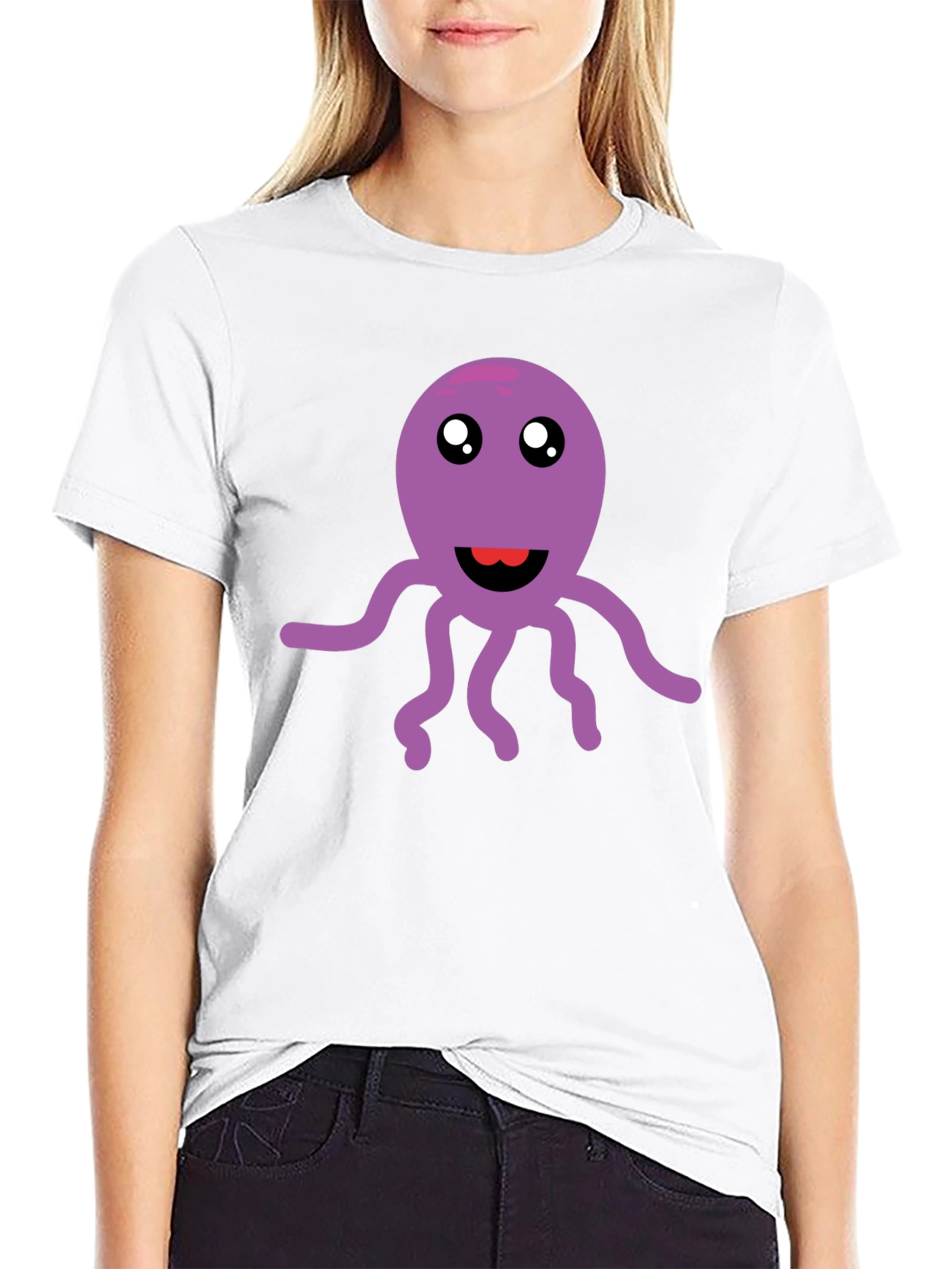 Cute Octopus Graphic Tee - Soft Black Cotton T-Shirt