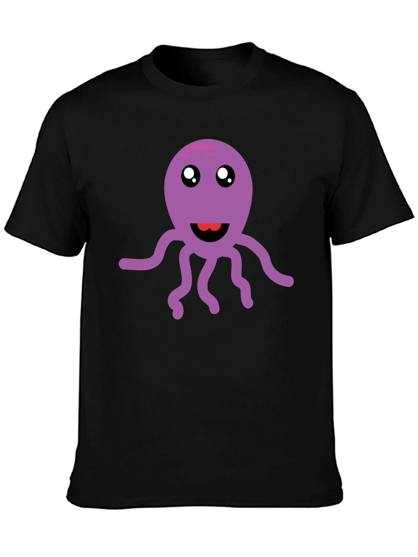 Cute Octopus Graphic Tee - Soft Black Cotton T-Shirt