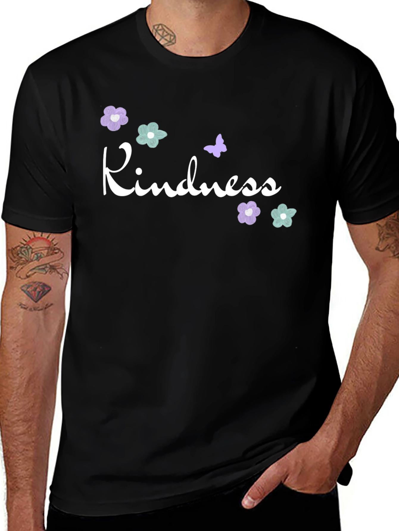 Kindness Graphic Tee - Floral Butterfly Design