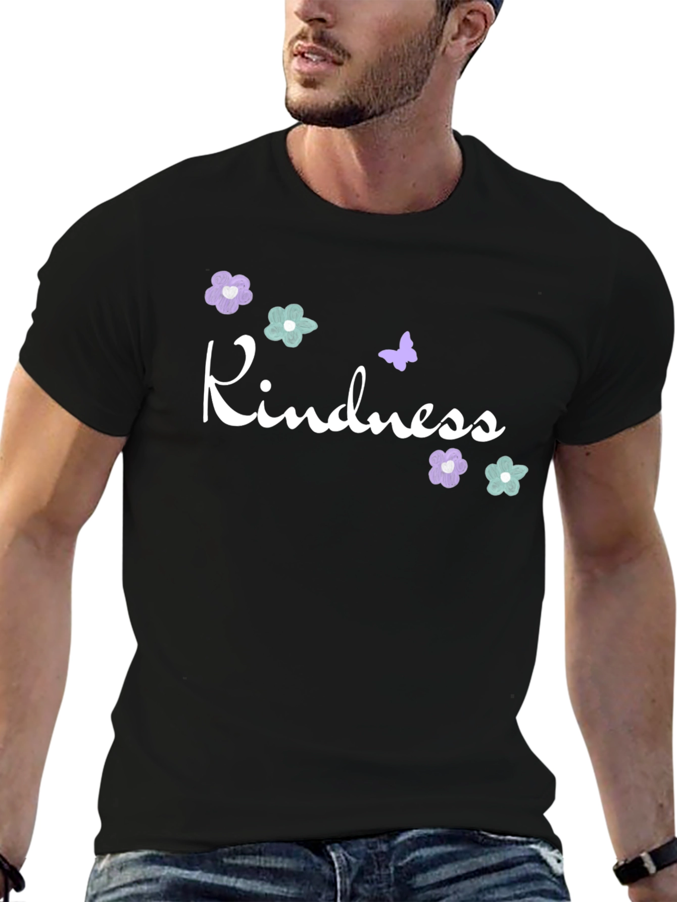 Kindness Graphic Tee - Floral Butterfly Design
