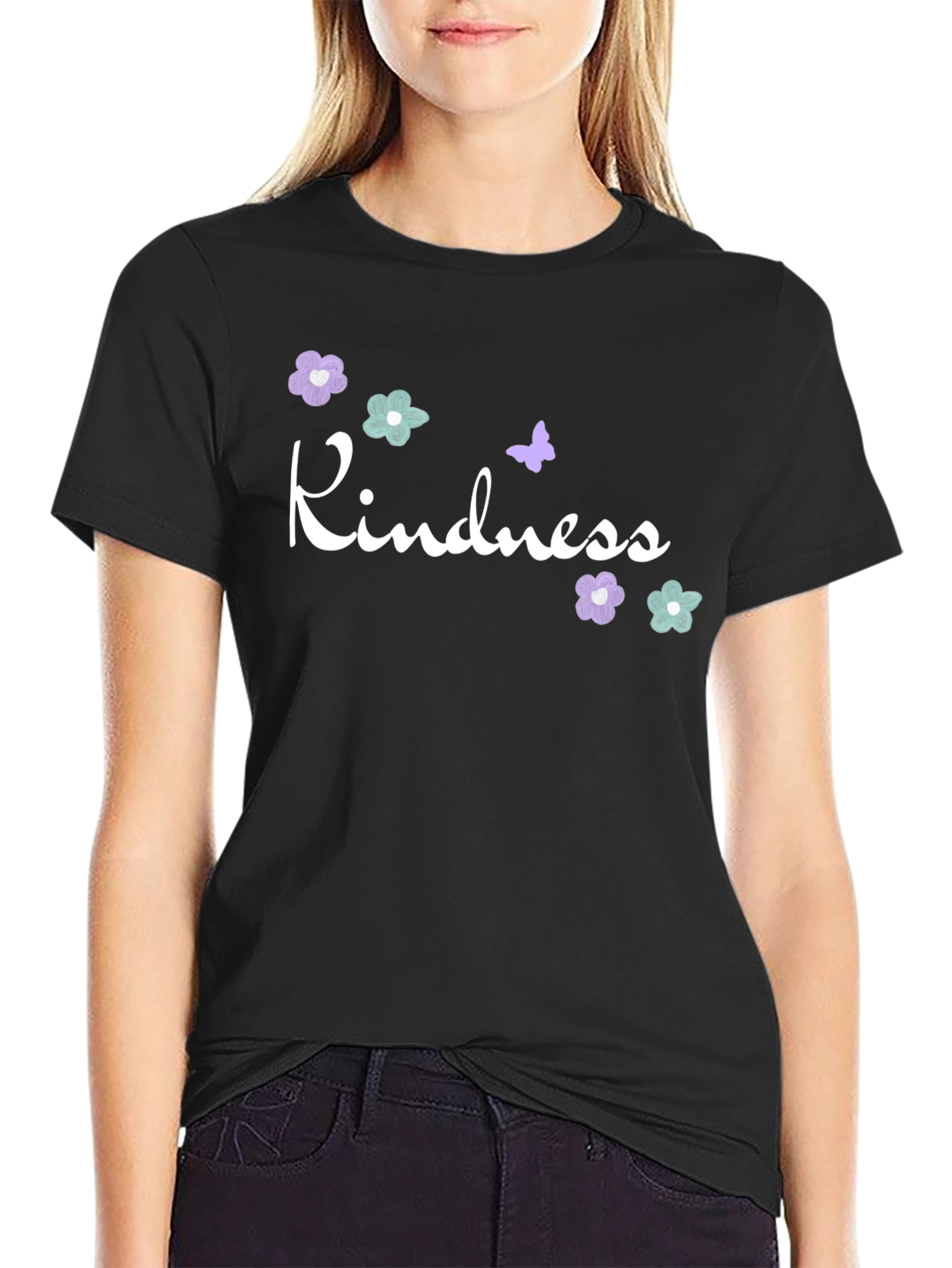 Kindness Graphic Tee - Floral Butterfly Design